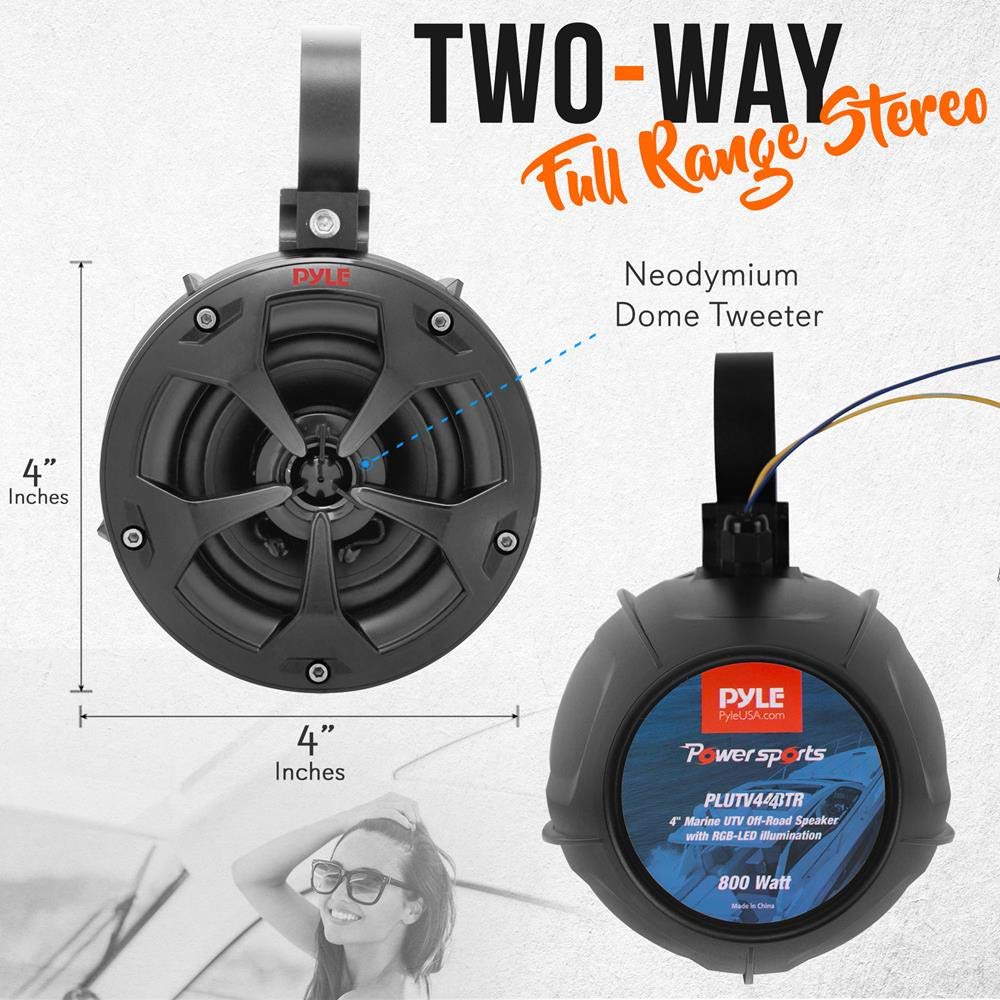 Pyle 2-Way Dual Waterproof Off-Road Speakers - 4