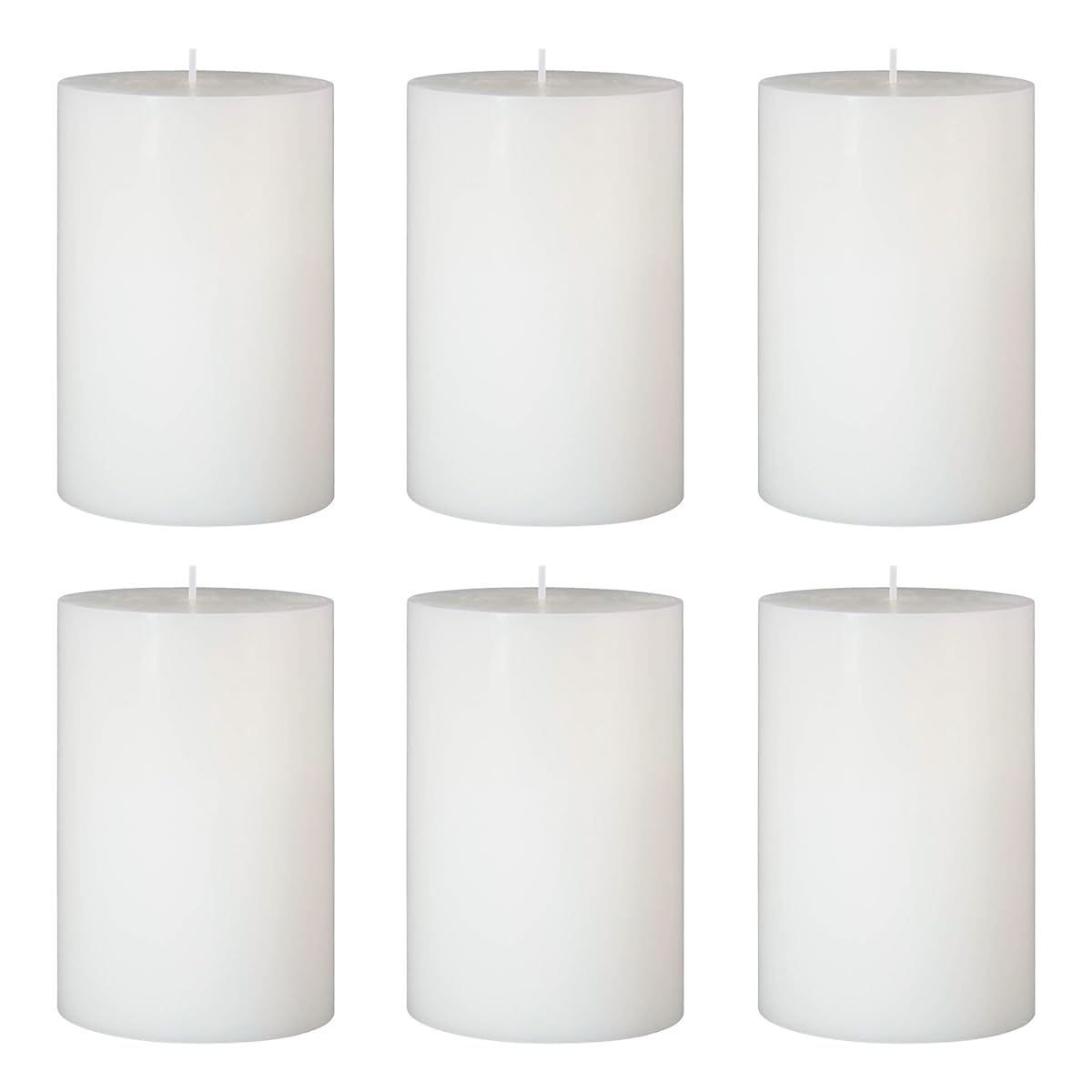 6 Pack Dripless White Pillar Candles - Unscented 2.75x4