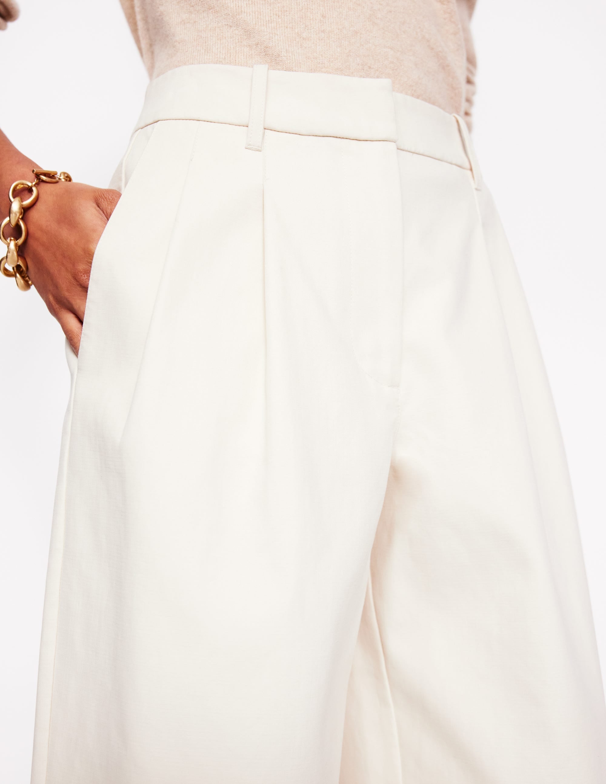 Bloomsbury Women's Cotton Pants - Soft Comfortable Casual Trousers in Off White | Perfect for Yoga, Lounge & Everyday Wear