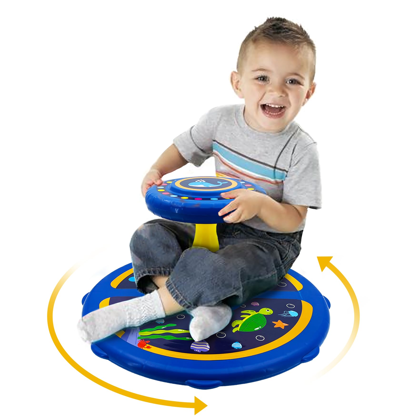 YOOOYOOO 360° Rotating Seat Toy for 1-4 Year Old Kids - Ocean Themed Toddler Activity Toy for Early Development | Perfect Birthday Gift & Children's Day Present for Boys & Girls | Fun Sitting & Spinning Play for Indoor & Outdoor Use