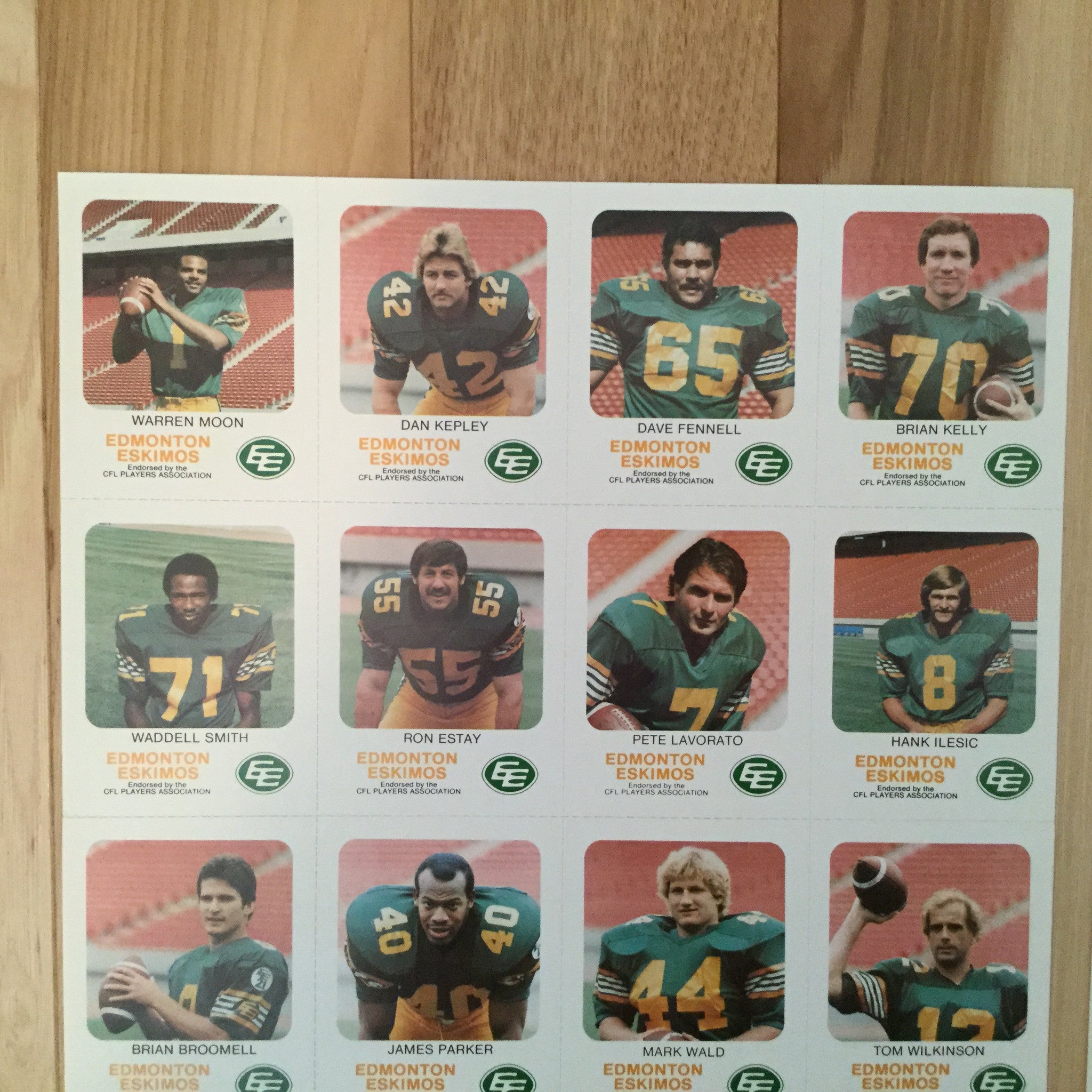 1981 Warren Moon Edmonton Eskimos Rookie CFL Red Rooster Uncut Card Sheets - Rare Collectible for Football Memorabilia Fans & Sports Card Enthusiasts