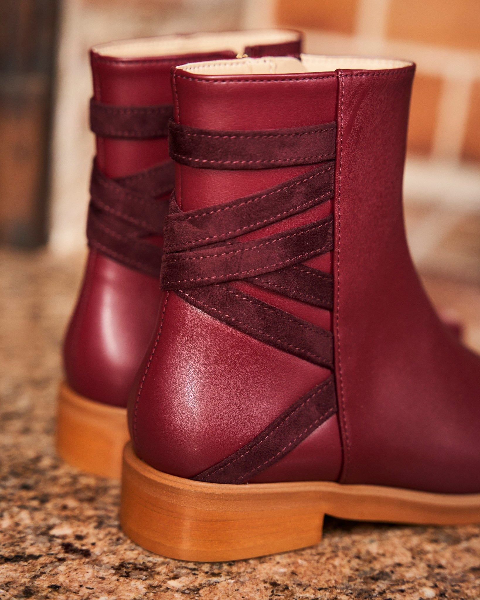 Catimini Vegan Leather Zip Ankle Boots for Women | Bordeaux Red | Comfortable & Stylish | Perfect for Casual Outfits, Office Wear & Fall Fashion