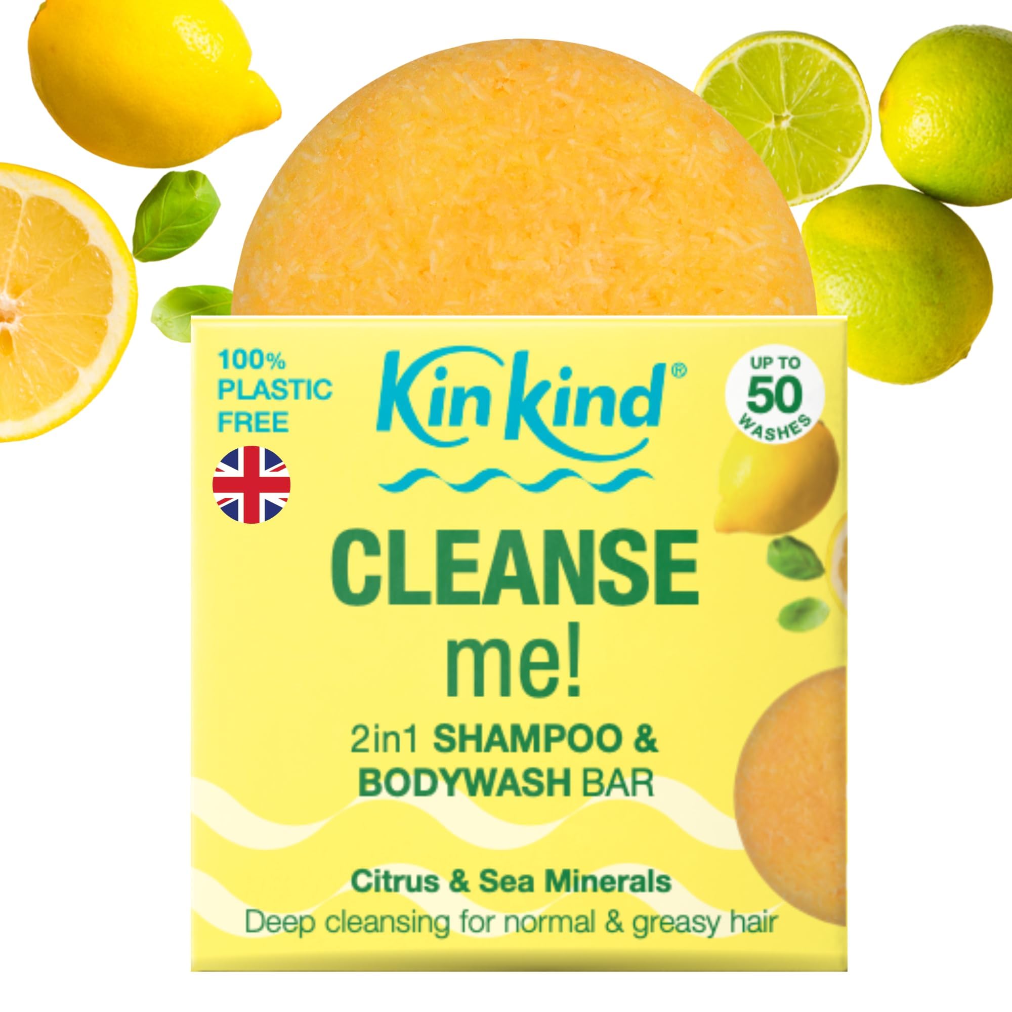 KinKind 2-in-1 Solid Shampoo & Body Wash Bar for Normal to Greasy Hair | Natural, Vegan & Cruelty-Free Shampoo Bar | Travel-Friendly, Lasts Up to 50 Washes | Perfect for Home, Gym & Eco-Friendly Travel