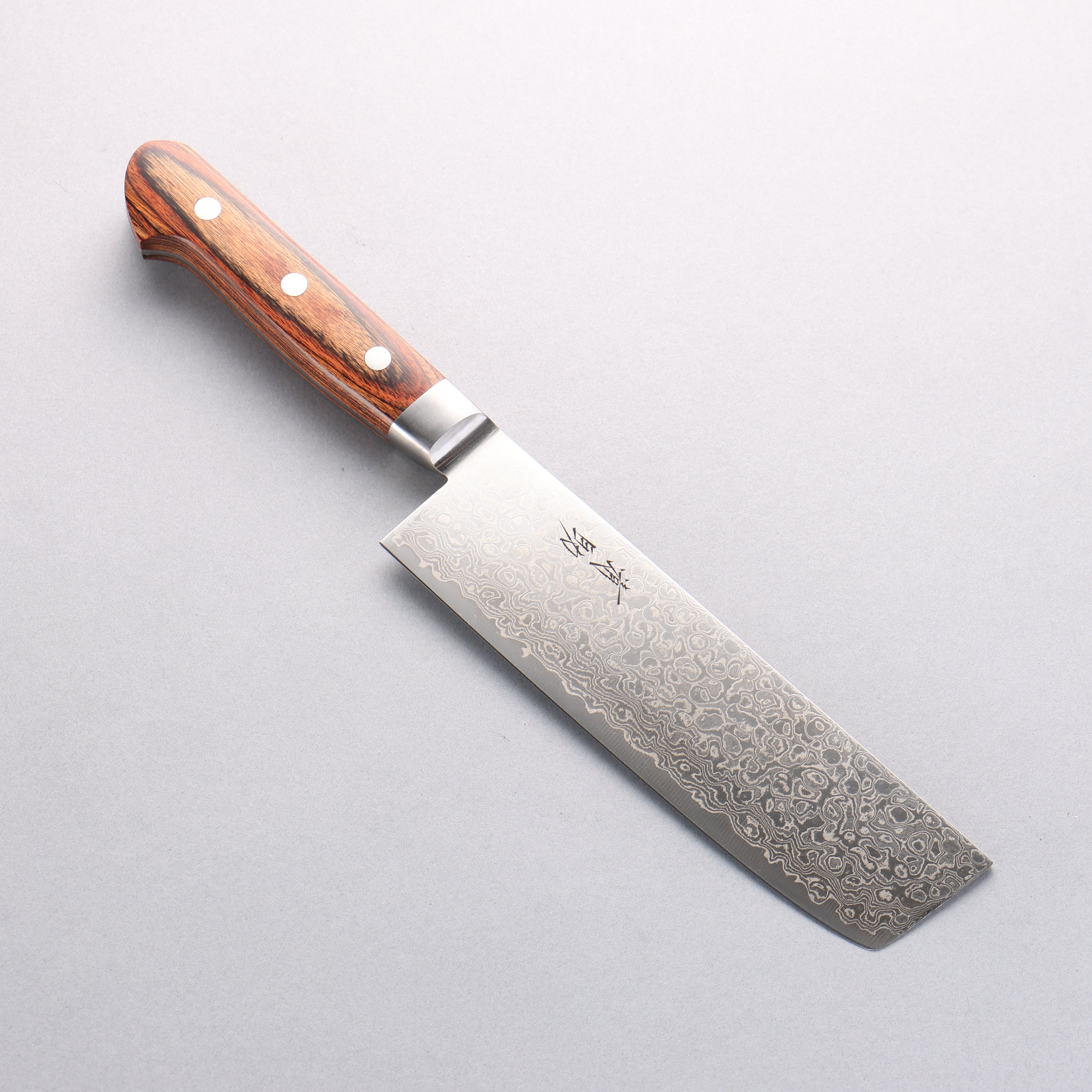 Premium Seisuke Mokusei ZA 18 Damascus Nakiri Knife 165mm - Mirrored Finish, Brown Pakkawood Handle - Perfect for Sushi, Vegetables & Precision Cutting