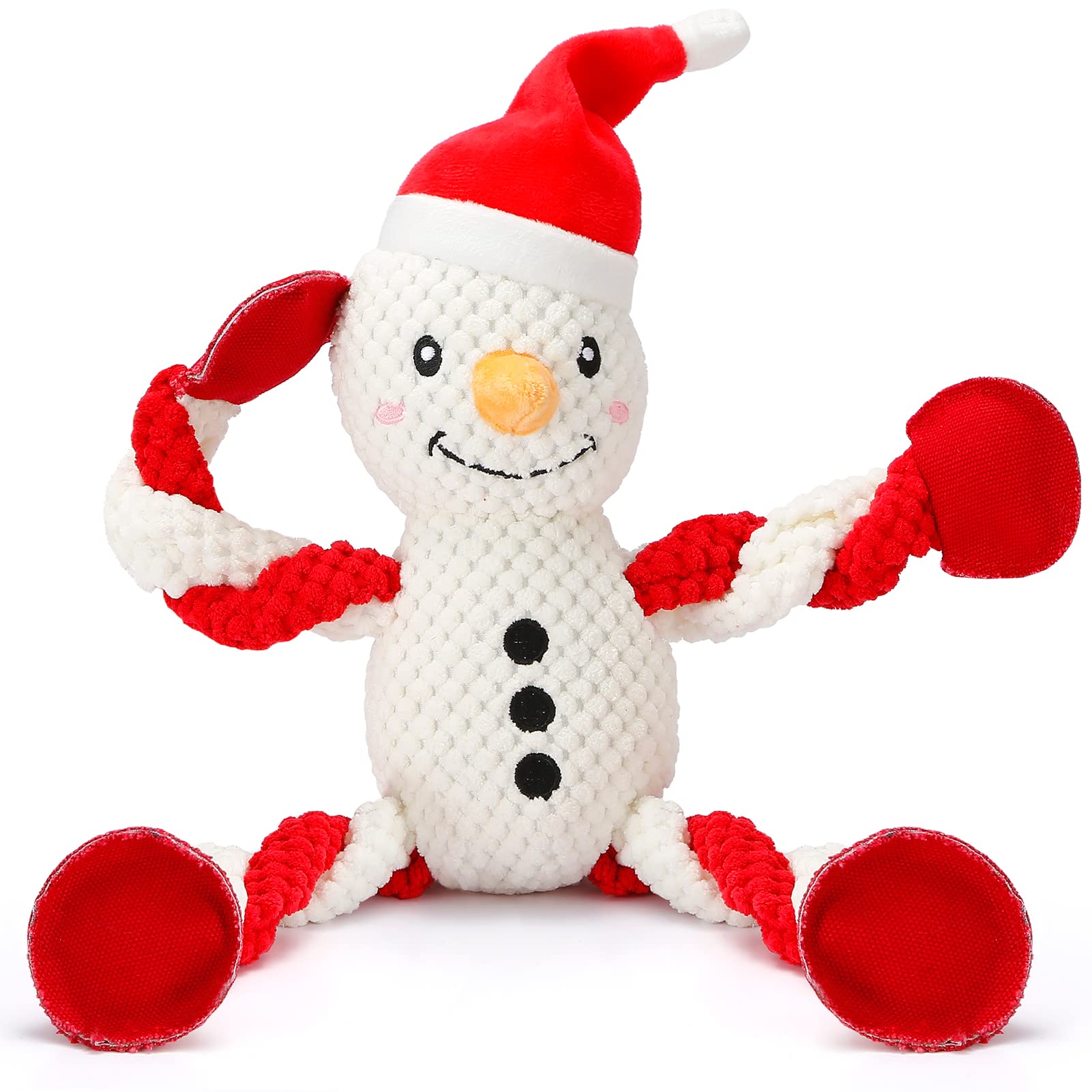 Senneny Squeaky Dog Christmas Toys - Snowman Plush Chew Toys for Small, Medium & Large Dogs | Interactive Durable Puppy Toys with Squeaker | Perfect for Holiday Playtime & Training Gifts