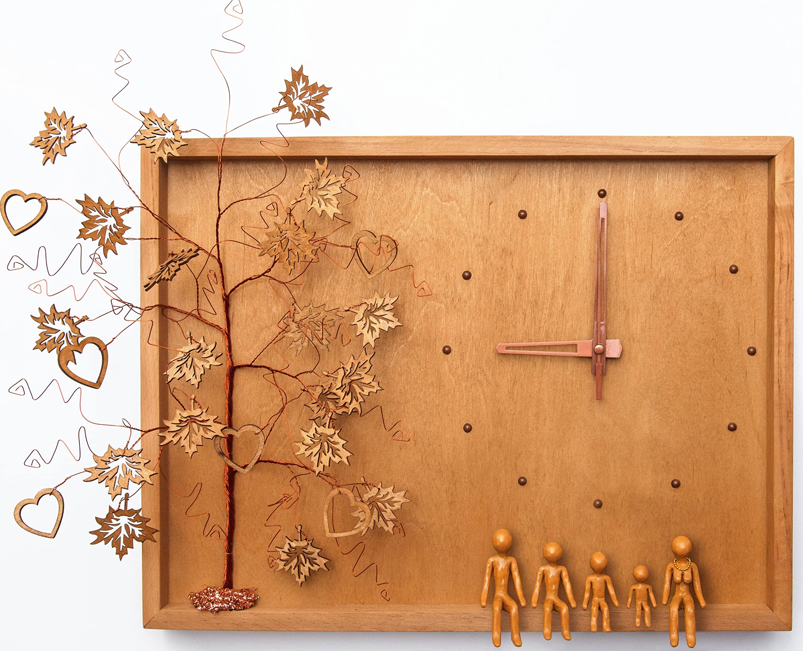 5th Anniversary Gift for Her & Him - Personalized Wood Family Tree Clock - Unique 5 Year Wedding Anniversary Gift for Wife, Husband, Couples - Perfect for Home Decor & Romantic Gifts