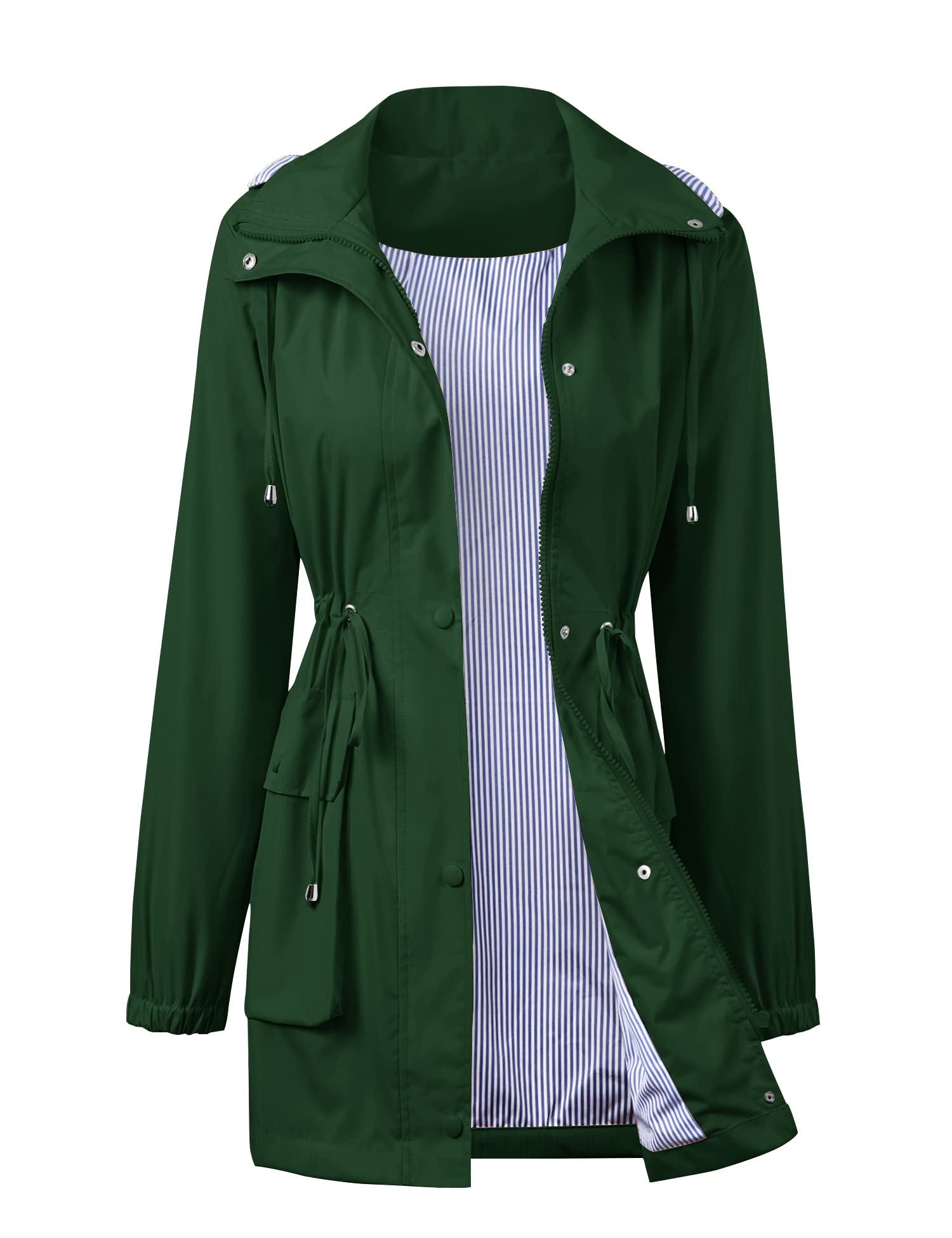 Avoogue Women's Lightweight Waterproof Raincoat with Hood - Fashionable Windproof Long Trench Coat for Outdoor Activities, Hiking & Commuting
