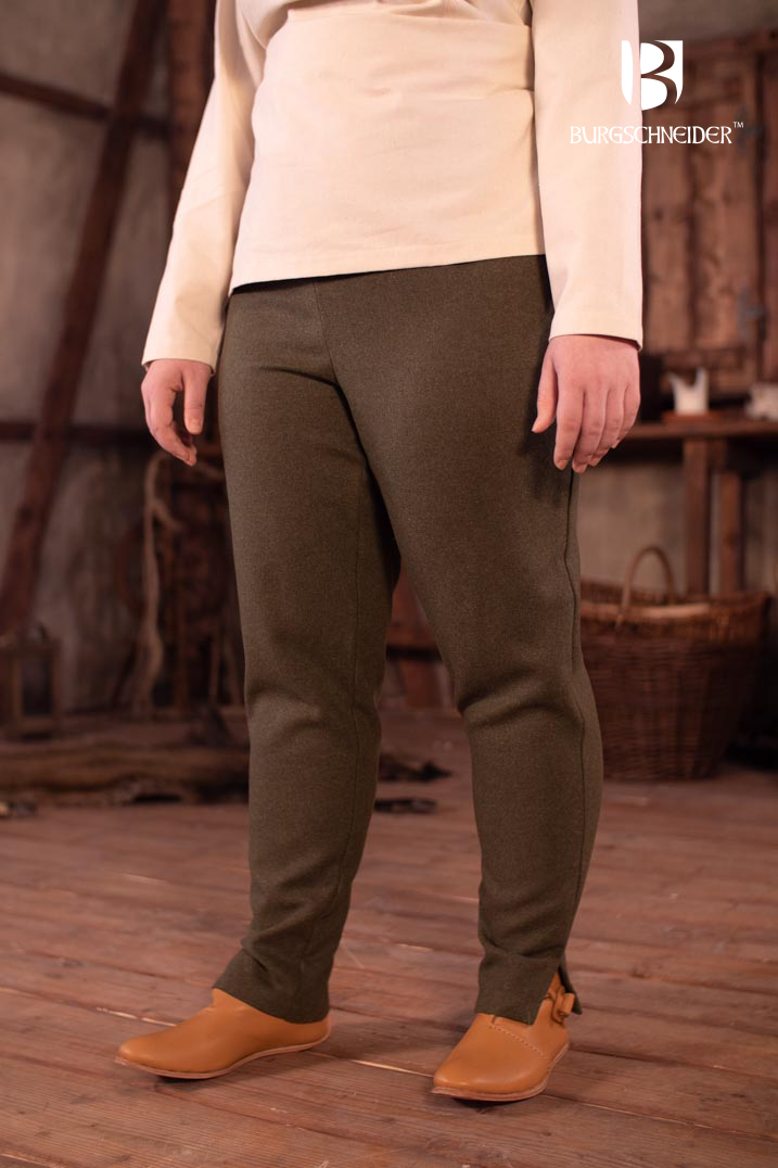 Viking Age Skjoldehamn Pants - Authentic Medieval Norse Trousers in Olive Green for LARP, Reenactment & Historical Costuming