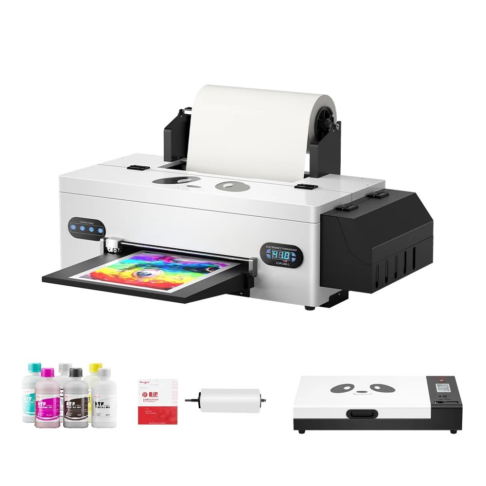F13 Panda DTF Printer Transfer Printing Machine with White Ink Circulation System & Built-in Film Cutter - DIY T-Shirt Printing Kit (Printer + Heat Press) for Custom Apparel, Hoodies, and Bags - Perfect for Small Business & Home Crafting