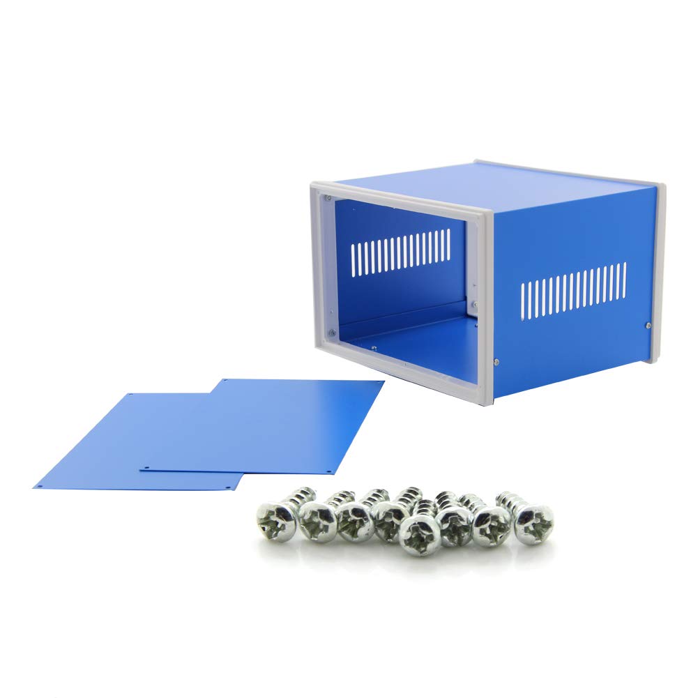 Fielect Waterproof Metal Junction Box 8.27x7.09x5.51 Inch - Dustproof Electrical Enclosure Project Box for DIY Electronics, Outdoor Wiring & Industrial Control Systems - Blue