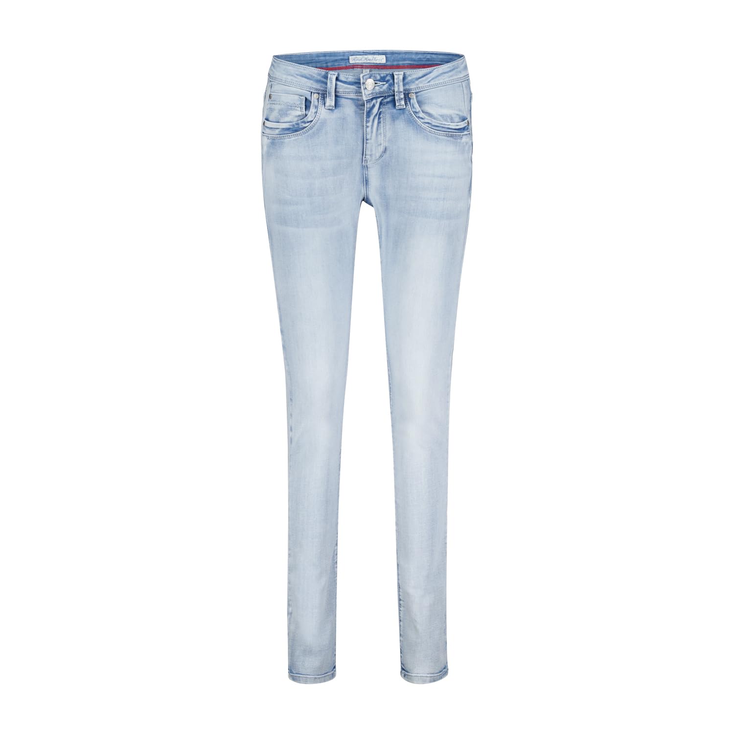Sustainable Bleach Wash Red Button Jimmy Jeans for Men - Eco-Friendly Denim Pants for Casual Wear & Street Style