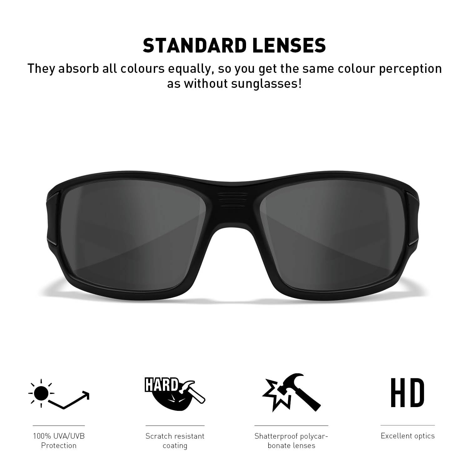 Wiley X WX Breach Tactical Sunglasses - ANSI Z87.1 Safety Glasses for Men & Women | UV Protection, Ballistic Rated | Matte Black Frames with Smoke Grey Lenses | Ideal for Shooting, Fishing, Biking & Outdoor Activities