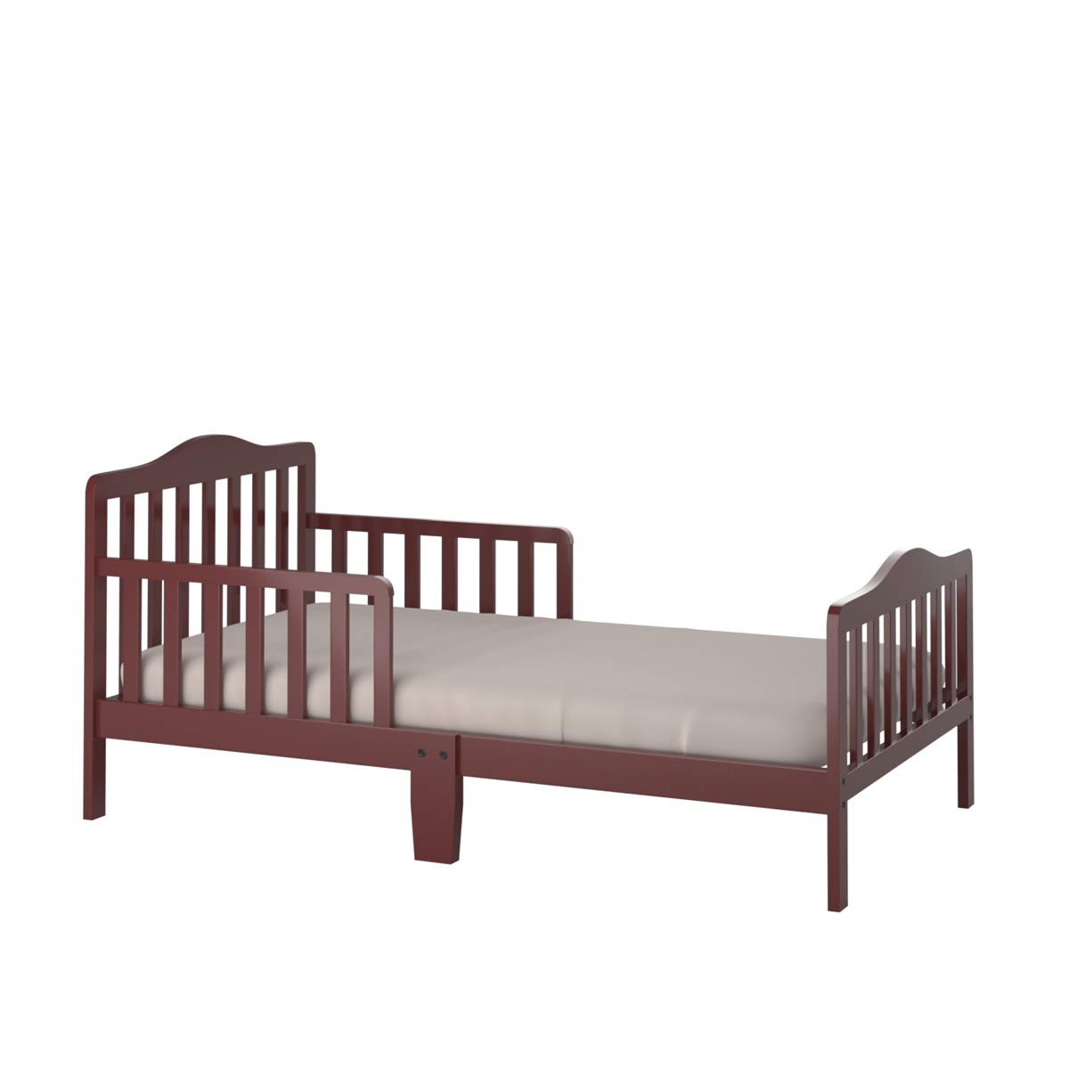 **HONEY JOY Toddler Bed Frame - Solid Rubber Wood with Safety Guardrail, Fits Full Size Crib Mattress (Not Included) - Classic Kids Bedroom Furniture for Boys & Girls (Brown) - Perfect for Nursery, Daycare, or Children's Bedroom**