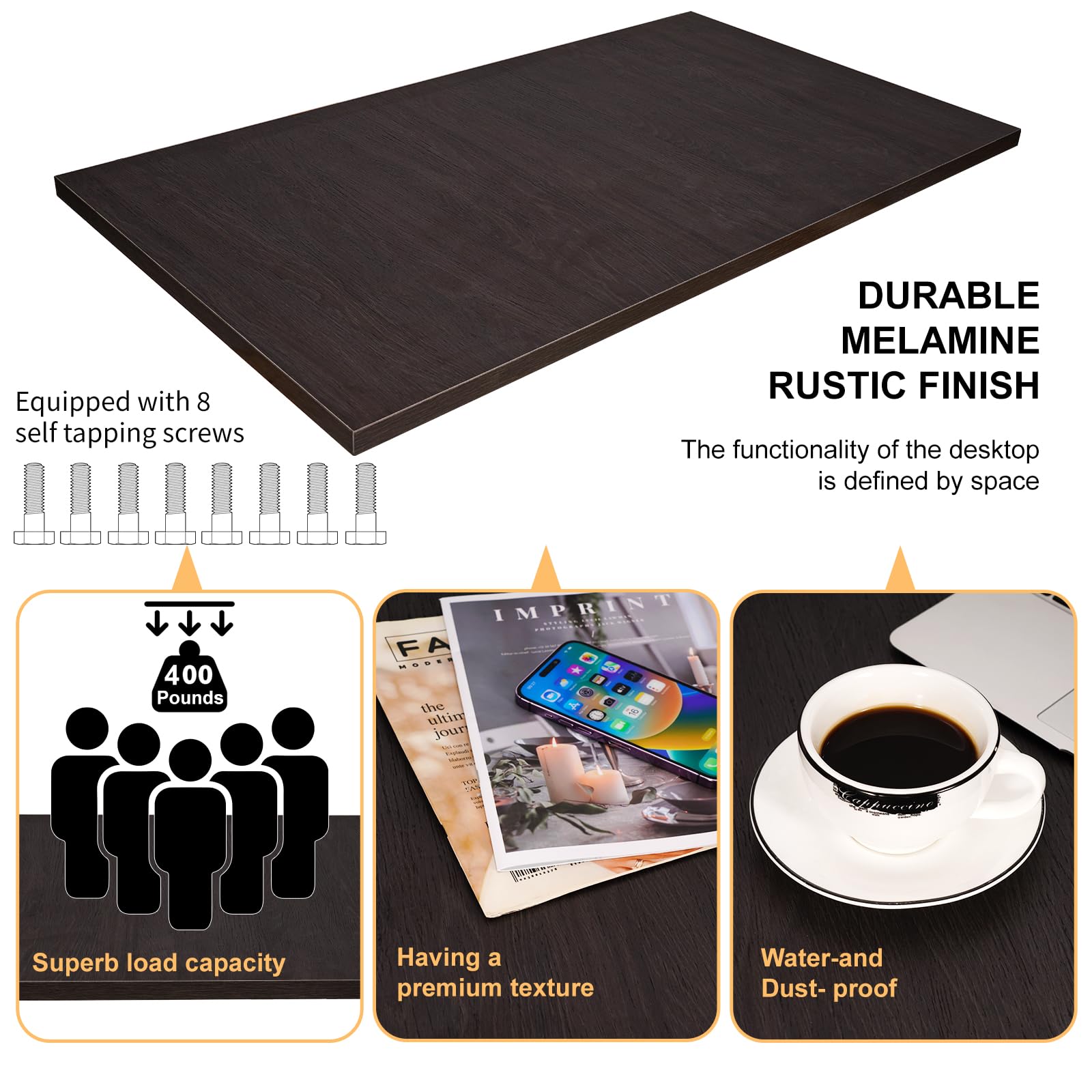 Solid Wood Countertop - Walnut Oak Rectangular Table Top for Office, Kitchen, Restaurant, Coffee Bar & Home | Workbench, Cabinet, Washer Dryer Cover | Durable Work Surface for Food Prep, Dining & Laundry Areas