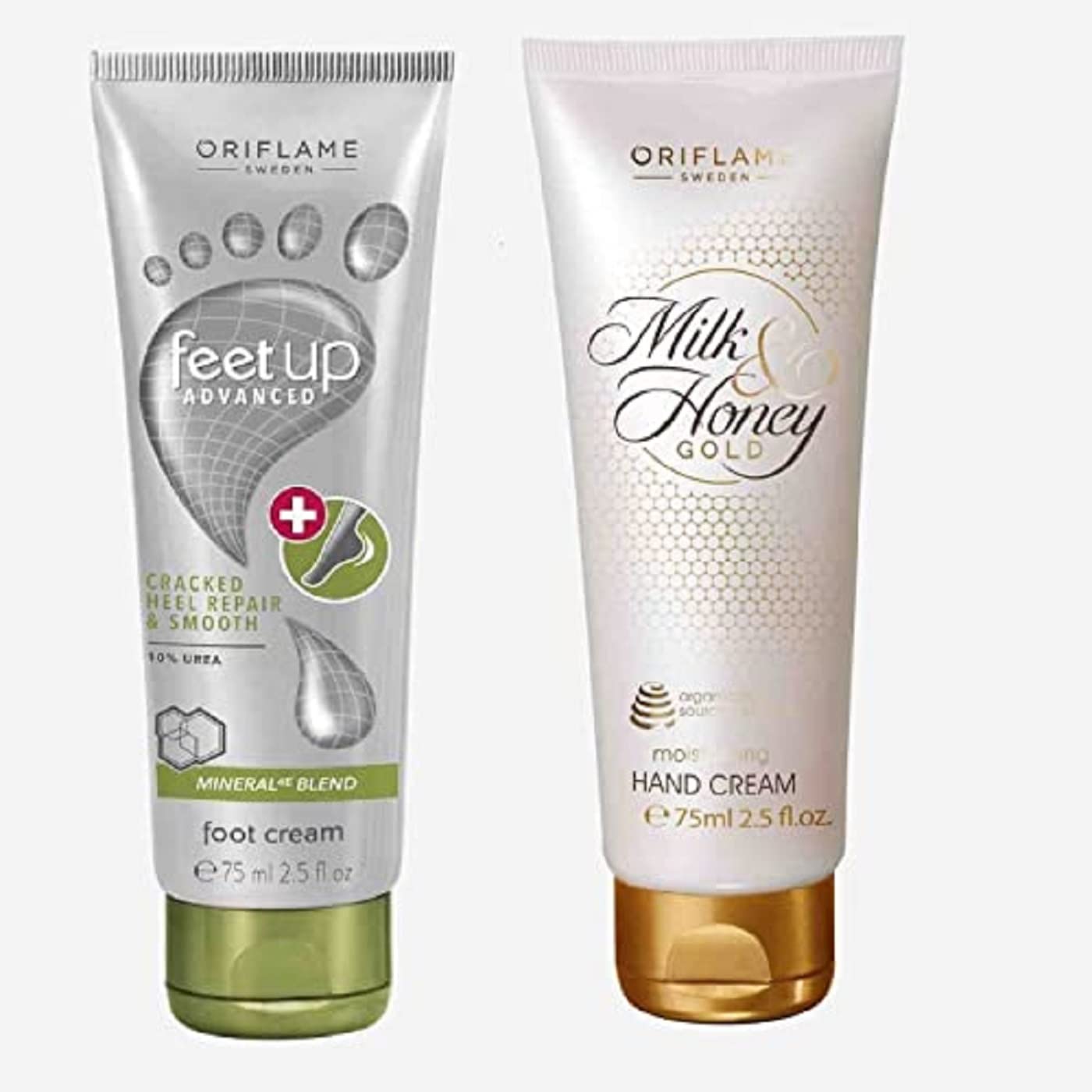 Oriflame Advanced Cracked Heel Repair & Smooth Foot Cream 75g + Moisturizing Hand Cream 75g - 2-in-1 Combo for Dry Skin Care - Perfect for Winter Foot Care & Daily Hand Moisturizing