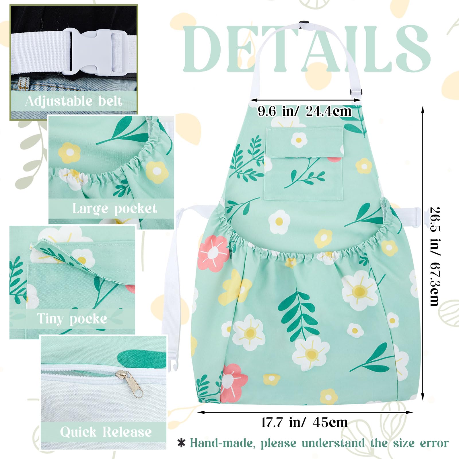 2 Pack Women's Gardening Apron with Pockets - Quick Release Floral Harvest Apron for Planting, Weeding & Harvesting - Durable Canvas Garden Workwear for Women & Men - Perfect for Outdoor Gardening, Farmers Market & DIY Projects
