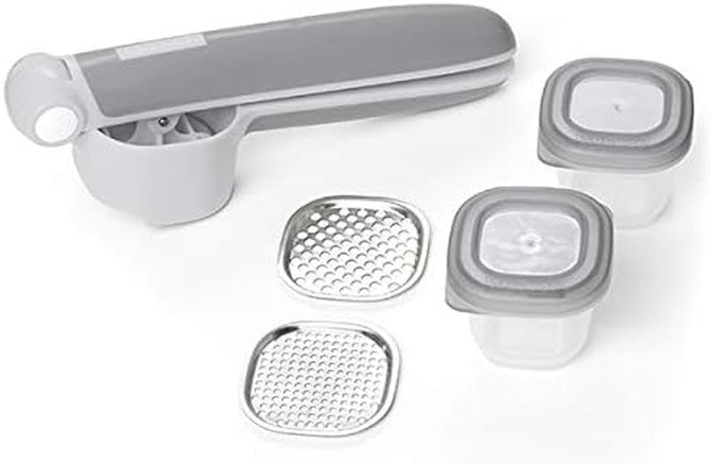 Skip Hop Baby Food Maker - Easy Prep Food Press Set for Homemade Baby Puree, Grey | Perfect for Baby-Led Weaning & On-the-Go Feeding