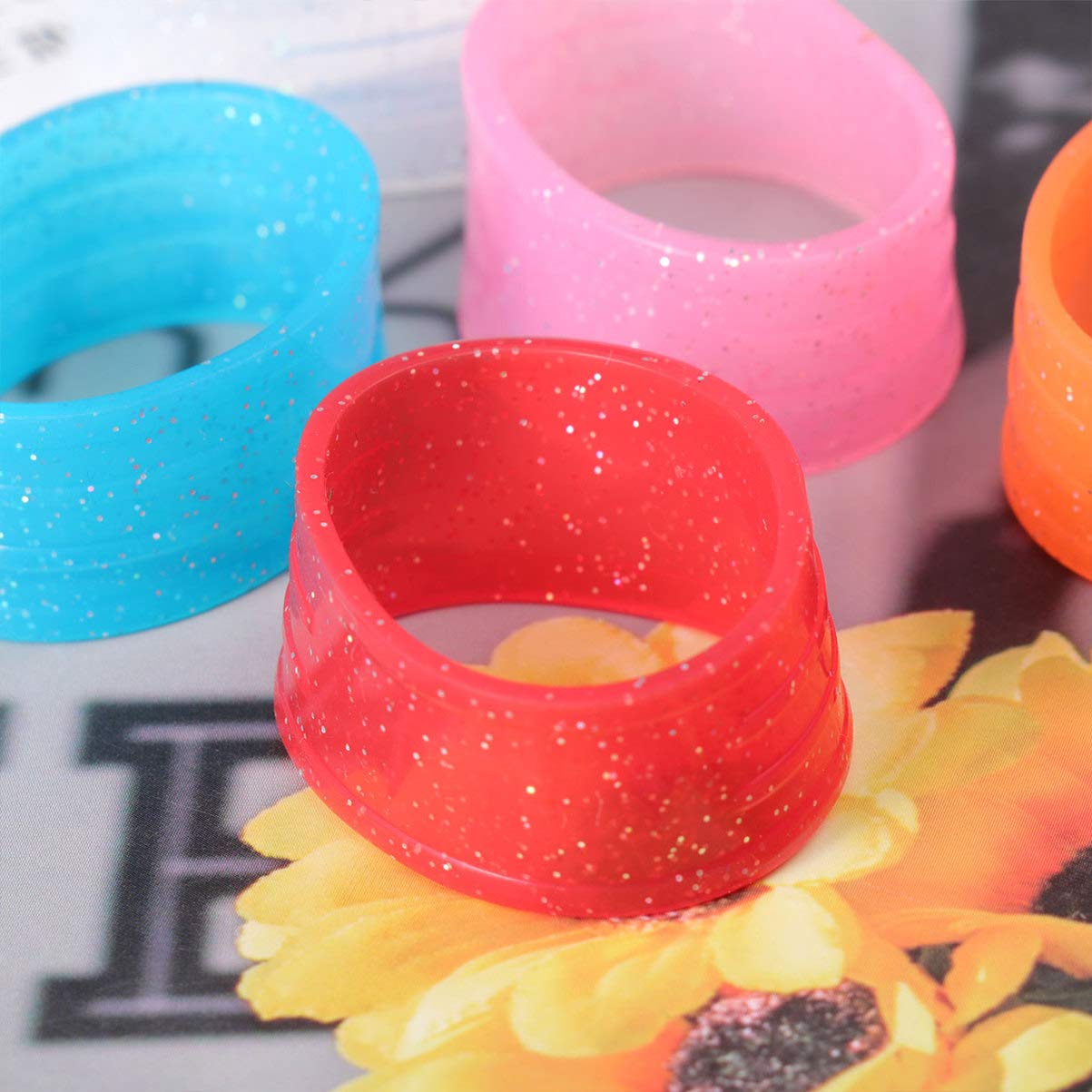 LIOOBO 5PC Tennis Racket Handle Grip Rings - Durable Racket Grip Bands for Enhanced Comfort and Control in Badminton & Tennis, Perfect for Training and Match Play