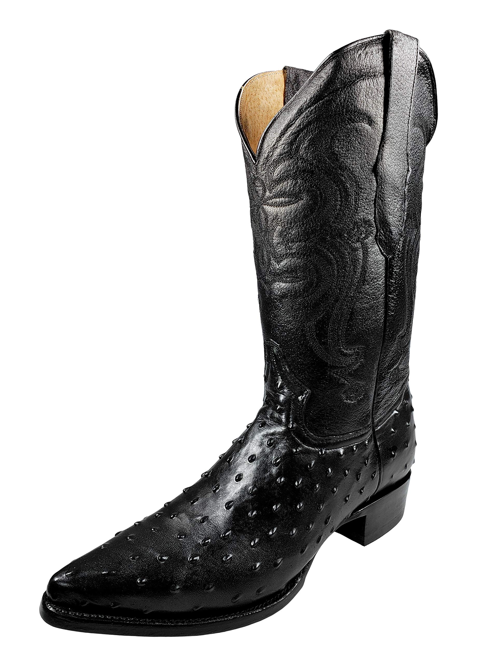 **Black Ostrich Print Cowboy Boots for Men & Women – Western Style Fashion Boots – Perfect for Rodeo, Country Music Festivals & Casual Wear**