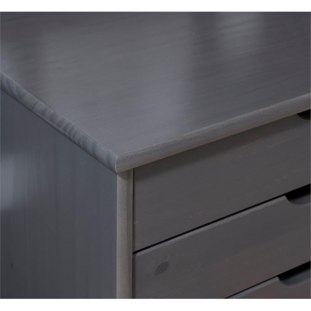 6-Drawer Wide Wooden Rolling Cart with Wheels - Gray Storage Organizer for Home, Office, or Craft Room
