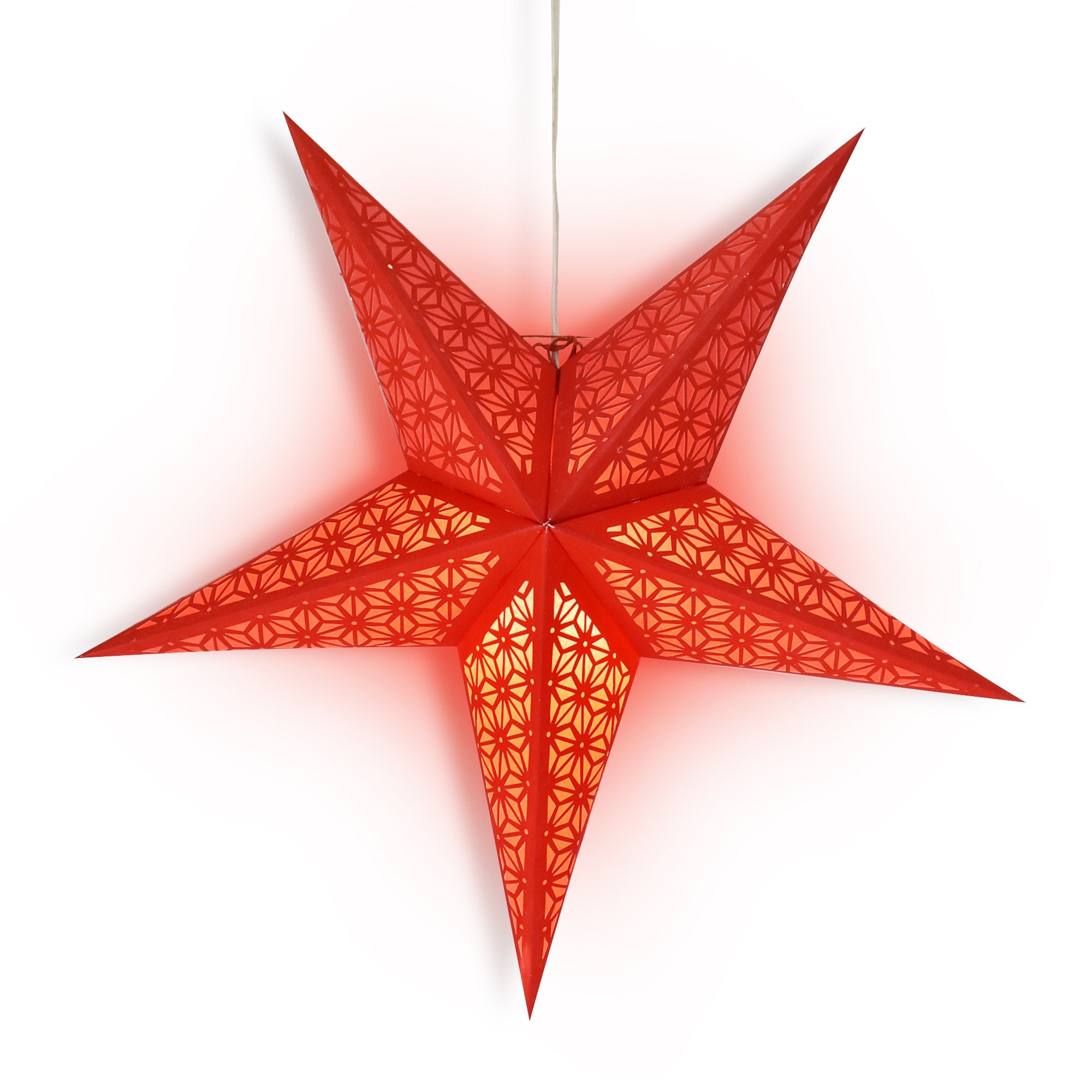 24-Piece Red Geodesic Paper Star Lanterns for Wedding & Party Decorations - Hanging Decorative Lights for Indoor/Outdoor Events, Baby Showers, Christmas & Home Decor