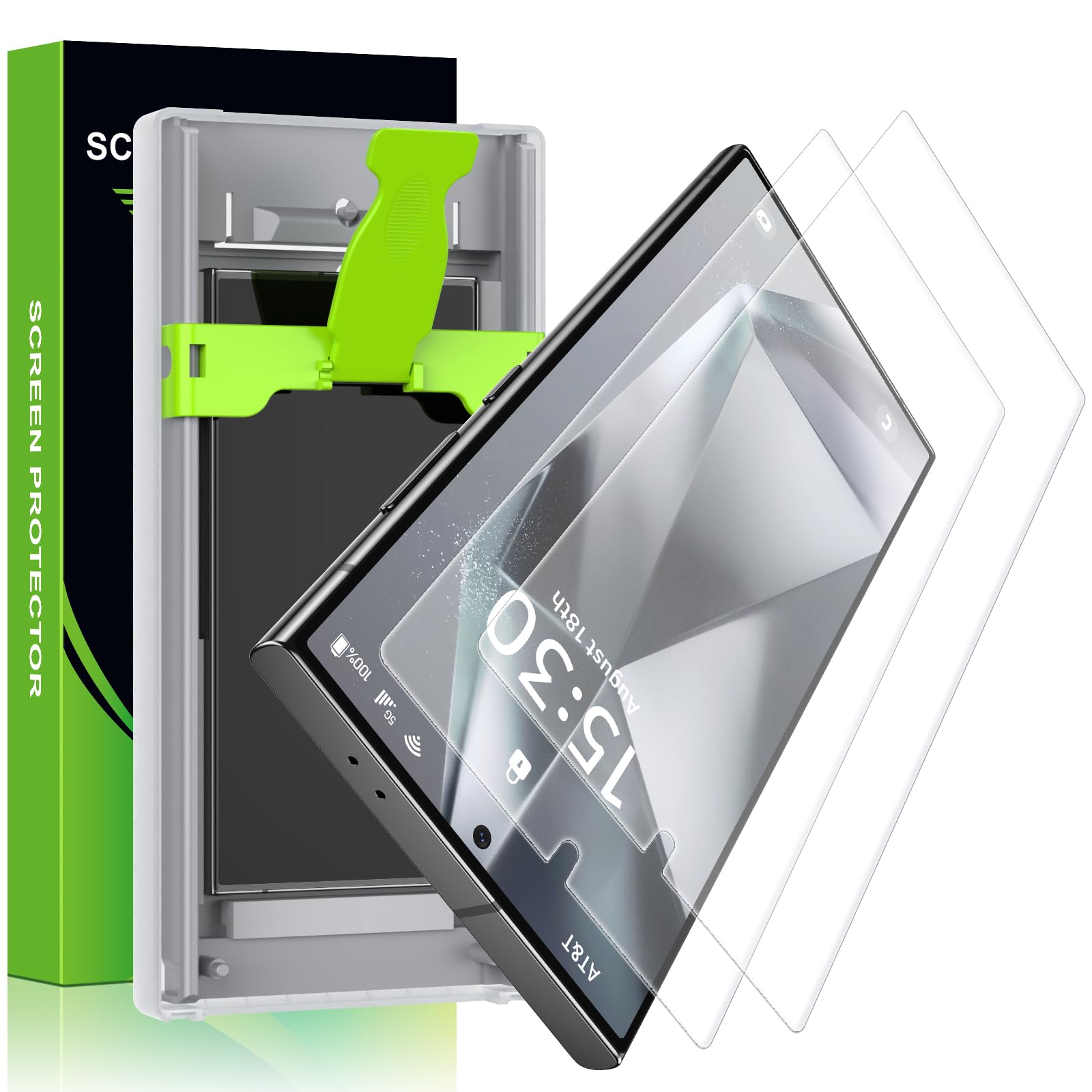 Esanik 2 Pack Matte Screen Protector for Samsung Galaxy S24 Ultra - Anti Glare, 7H PET Film, Full Coverage, Fingerprint ID Compatible, Auto-Alignment & Dust Removal - Perfect for Office, Gaming & Outdoor Use