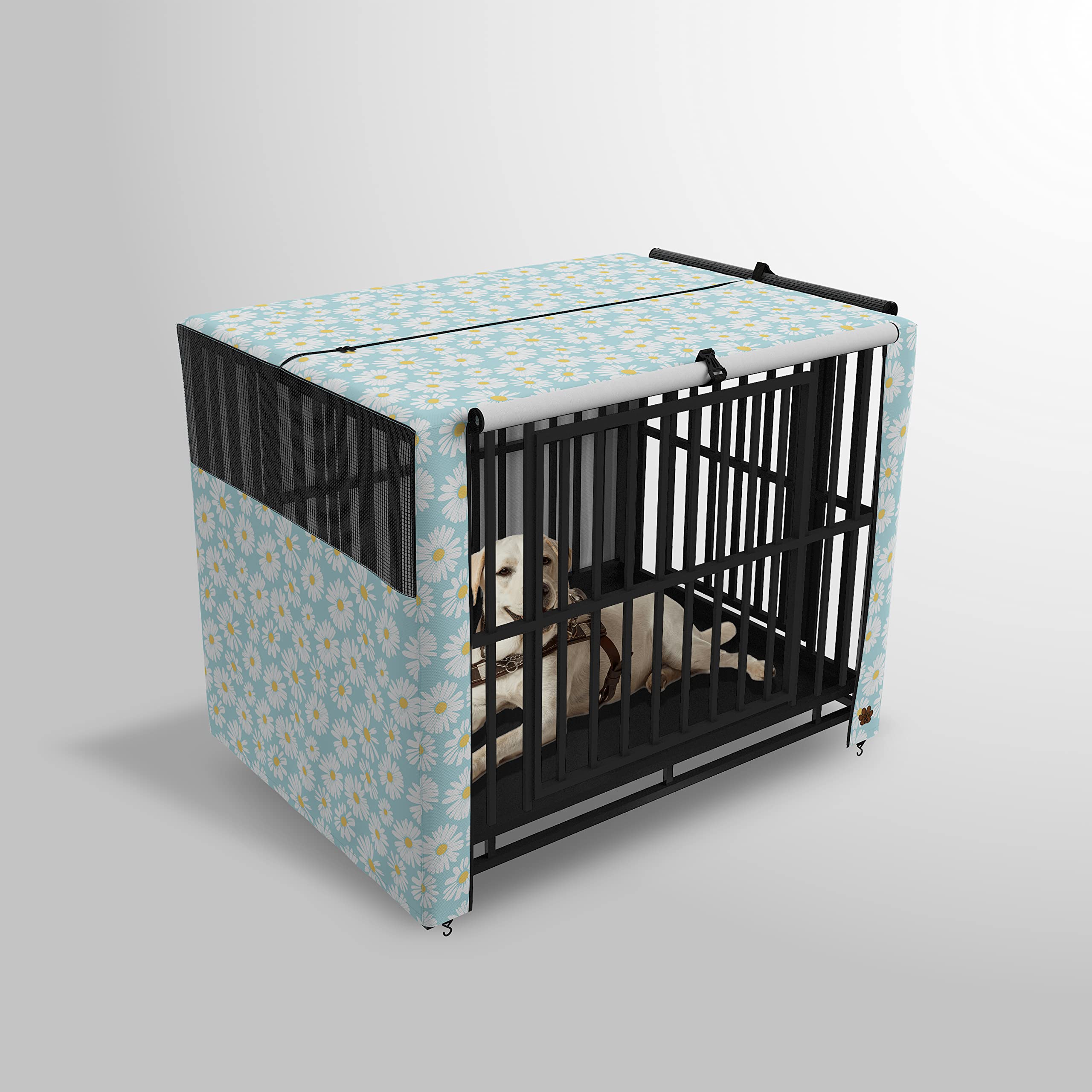 UV & Water Resistant Neon Earth Dog Crate Cover with Mesh Panel Window & 2 Side Openings - Includes Carry Bag for Travel & Home Use - Perfect for Kennels, Crates, and Pet Carriers