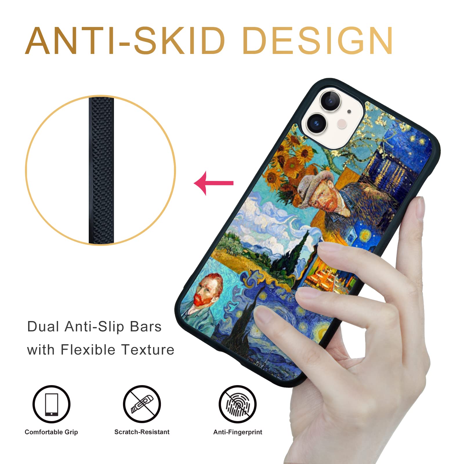Van Gogh Starry Night Art Phone Case for iPhone 11 - Durable Protective Cover with Famous Painting Design - Perfect Gift for Art Lovers & Van Gogh Fans (Use for Daily Protection & Style Statement)