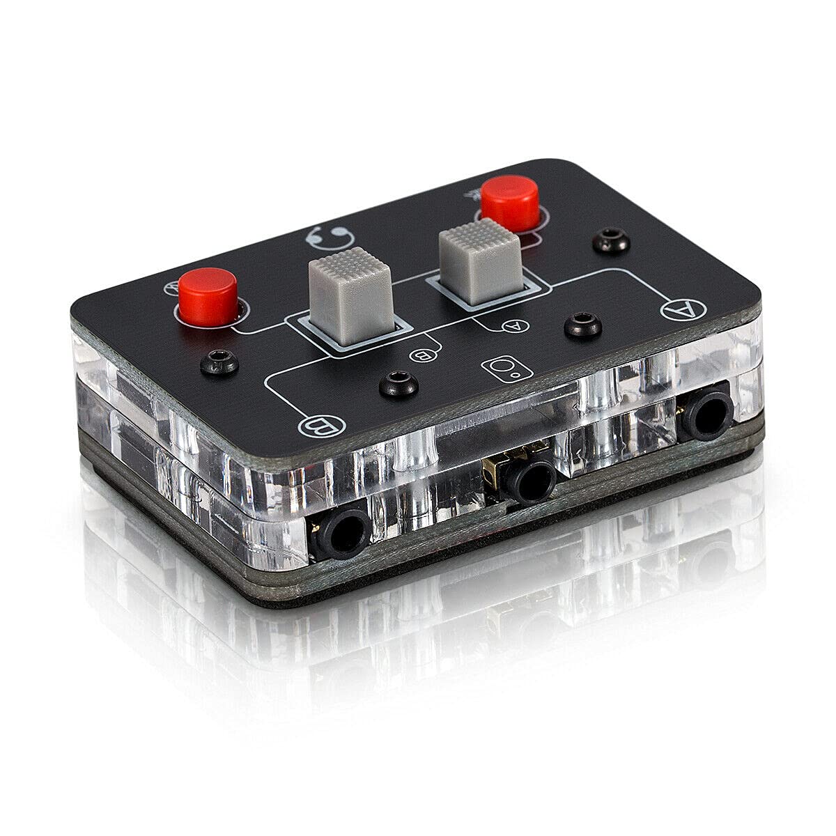 Upgrade 2-Way Microphone Headset Speaker Audio Switcher Box - 3.5mm A/B Selector for Podcasting, Gaming & Studio Recording - Perfect for Dual Audio Source Switching