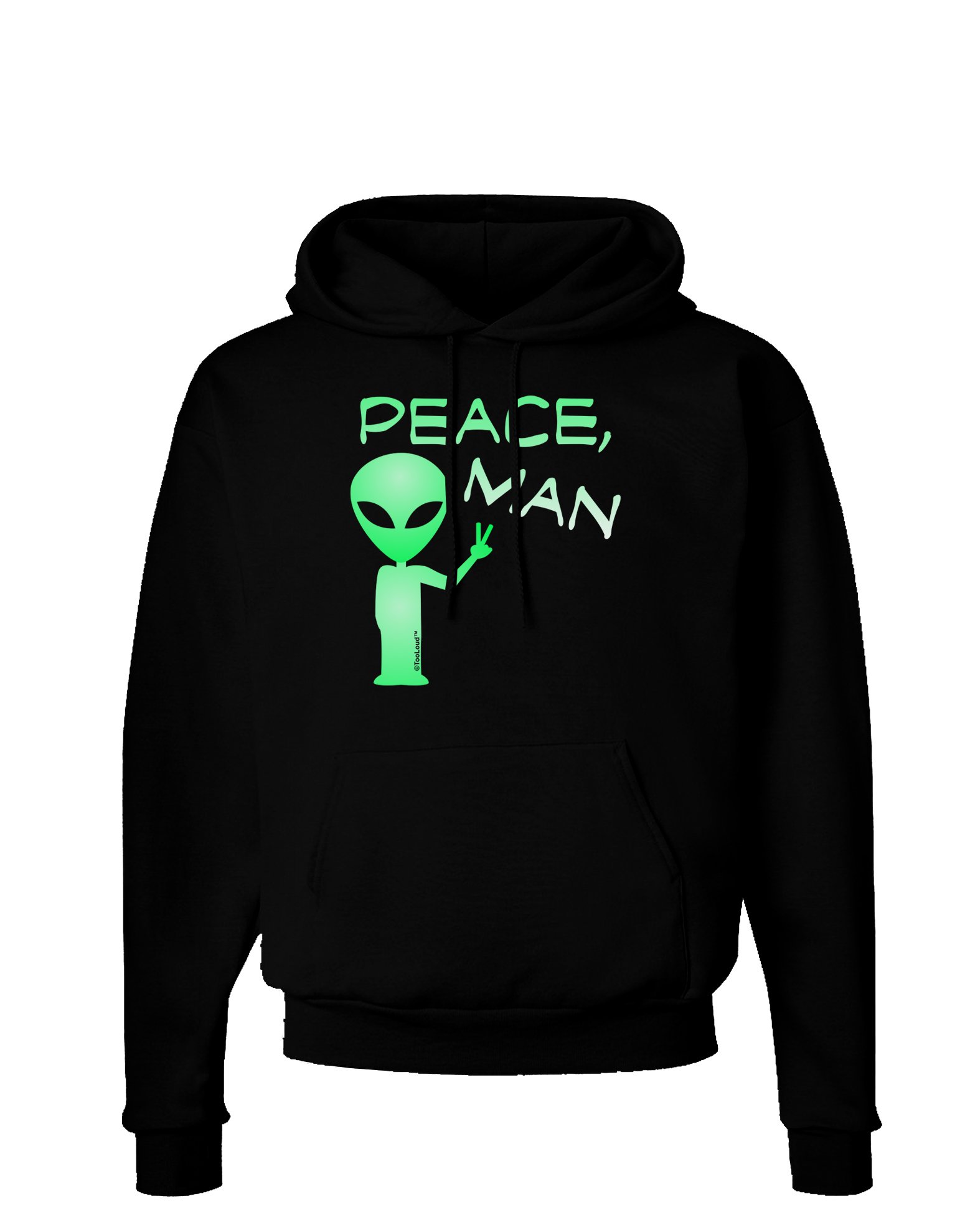 TOOLOUD Alien Graphic Hoodie - Men's Dark Pullover Sweatshirt with Peace Print | Streetwear Fashion for Casual Wear & Urban Style
