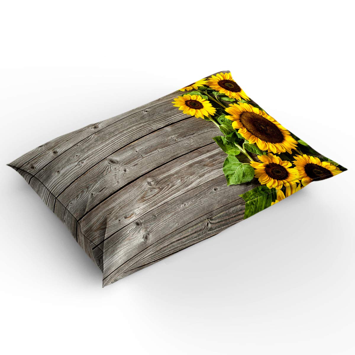 Libaoge Full Size Duvet Cover Set - 4 Piece Summer Bedding Collection with Sunflower & Wooden Board Design, Includes Flat Sheet & Pillowcases for Women, Men & Kids - Perfect for Modern Home Decor, Guest Rooms & Kids' Bedrooms