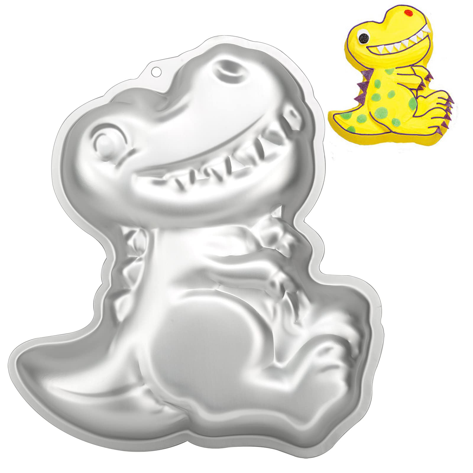 Dinosaur Cake Pan - 3D Birthday Cake Mold, Nonstick Aluminum Alloy Baking Tool for Kids Party & Jurassic Themed Desserts
