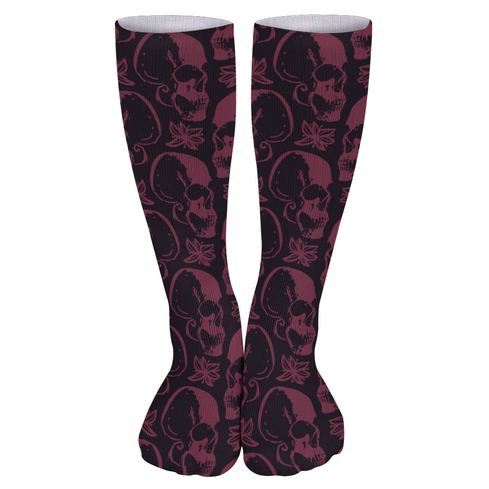 Purple Skull Print Breathable Stockings (5 Pack) - Comfortable & Stylish for Halloween, Cosplay, and Everyday Wear