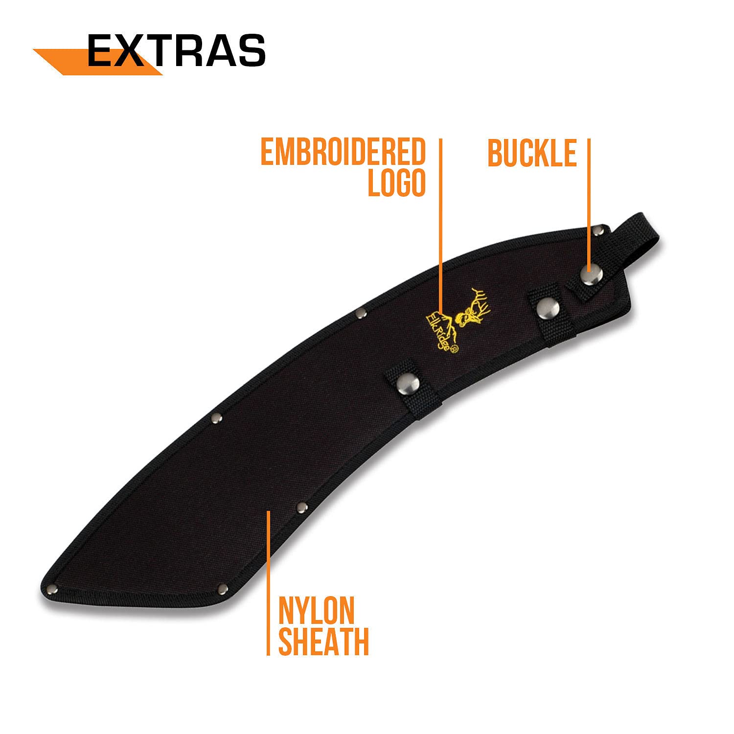 Elk Ridge 20.5-inch Fixed Blade Machete with Black Stainless Steel Blade - Orange & Black Ergonomic Handle, Lanyard & Nylon Sheath - Perfect for Camping, Hunting, Survival & Outdoor Adventures (ER-280)