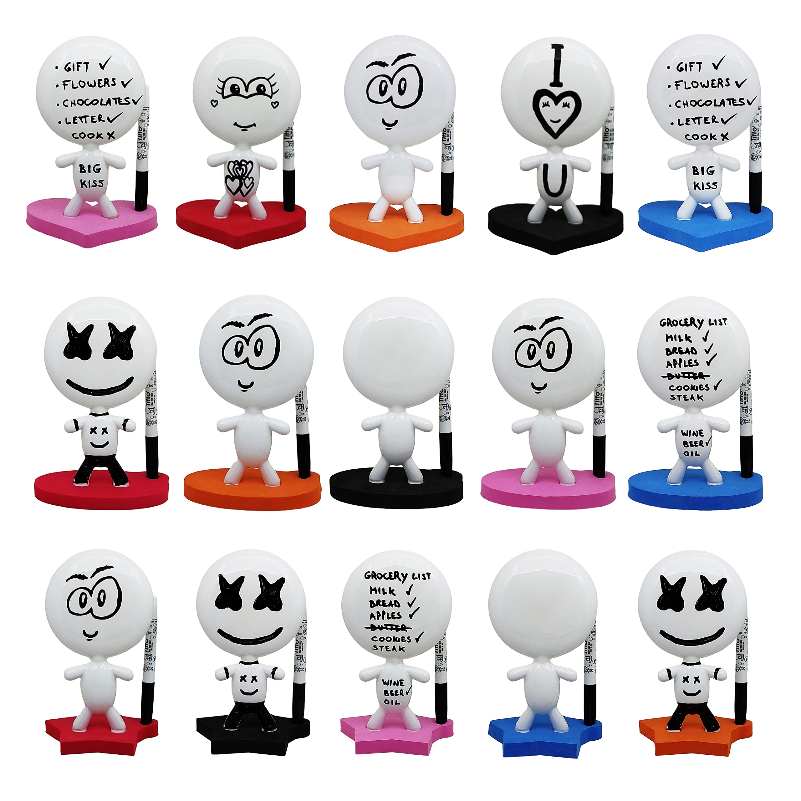 TITTO Original Ceramic Desk Whiteboard Doll - Black Office Gift for Coworkers, Home & Office Decor - Draw Your Ideas Memo Pad - Perfect for New Year Gifts & Creative Workspace Organization