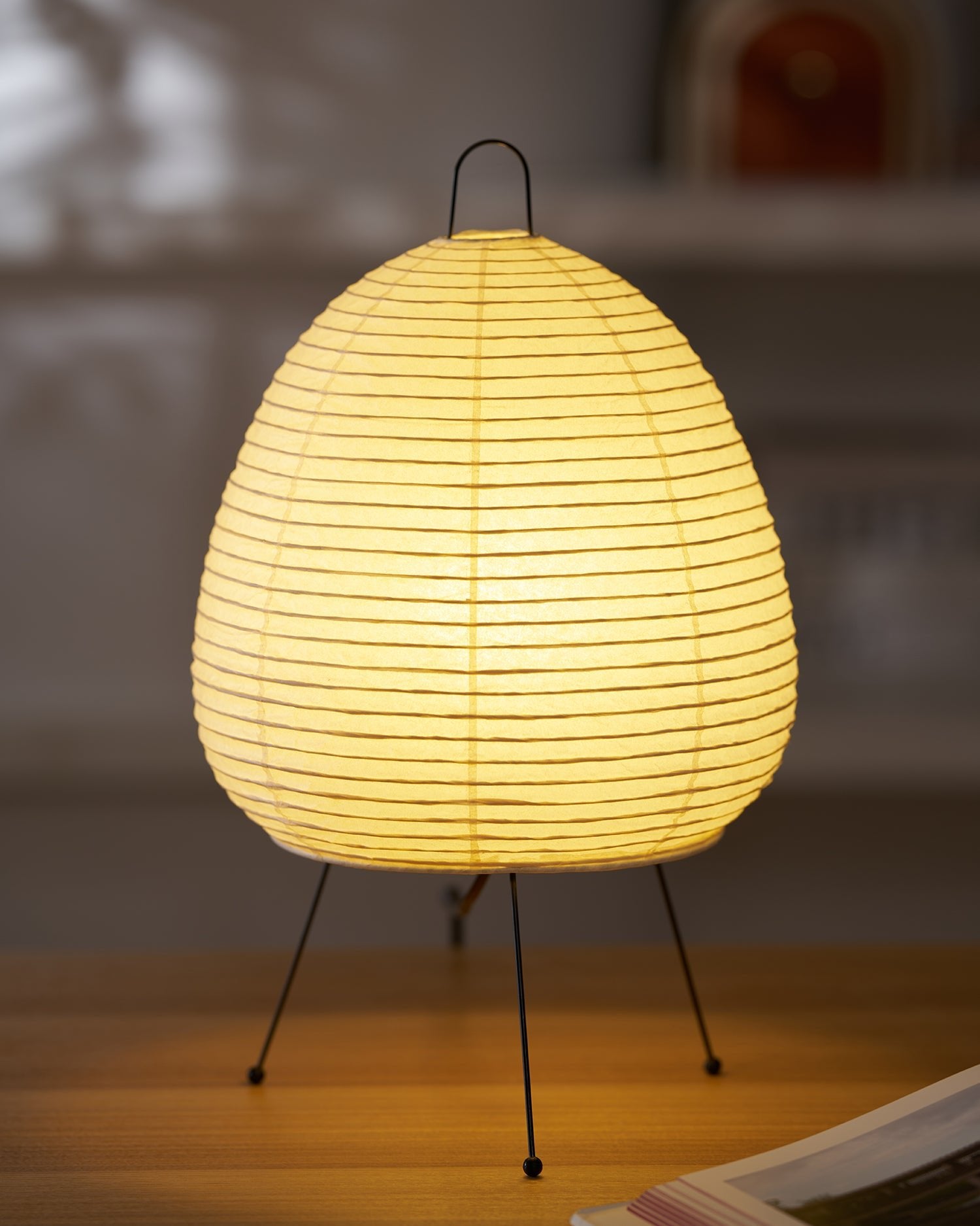 Japanese Akari Paper Table Lamp - Handmade Shoji Style Lighting for Bedroom, Living Room & Office - Warm Ambient Light for Relaxation & Decor