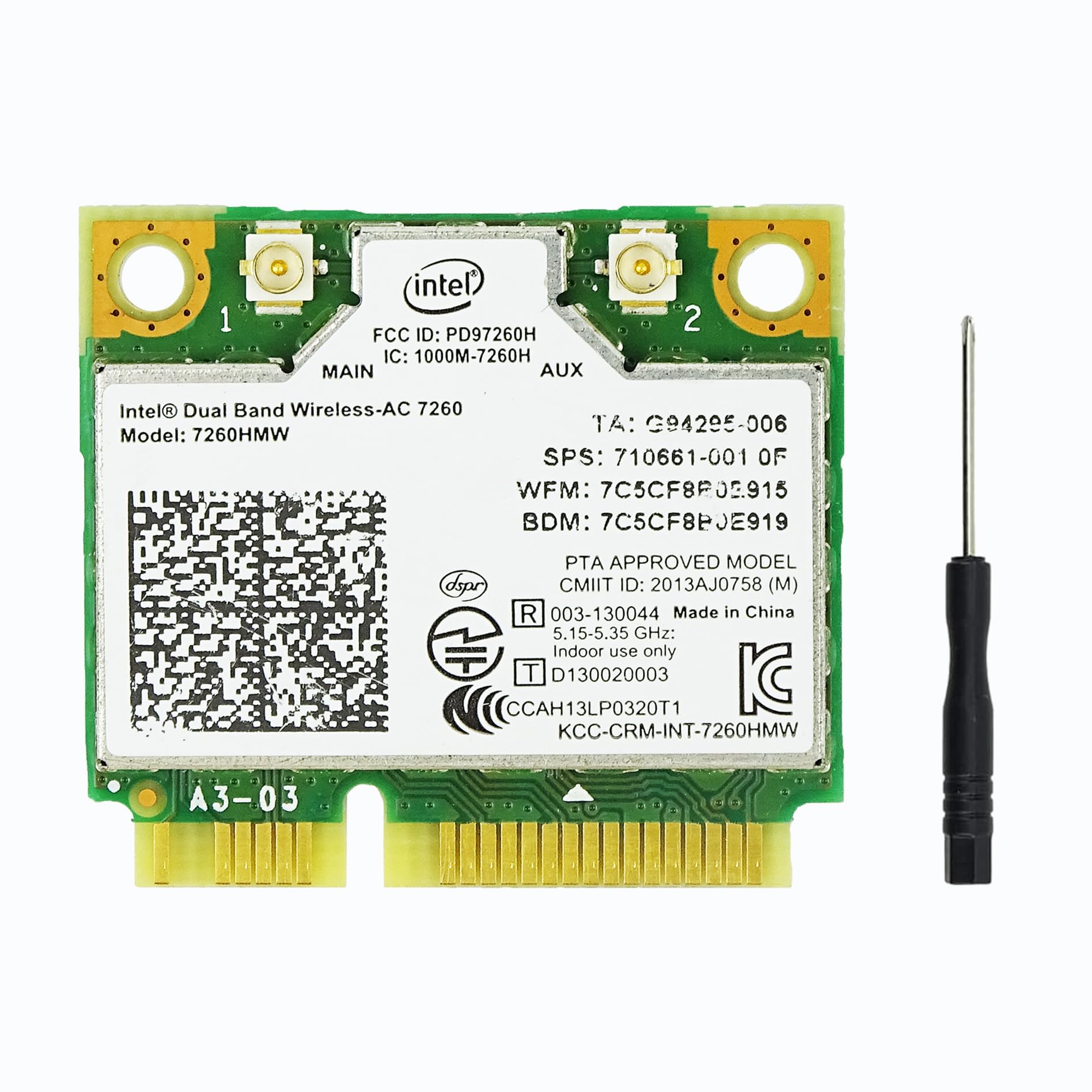 Intel Dual Band Wireless-AC 7260HMW WiFi Card | Mini PCIe Network Adapter | Bluetooth 4.2 | 802.11ac | 2x2 MIMO | Compatible with Windows 10/8/7 | Perfect for Gaming, Streaming & Home Office Use