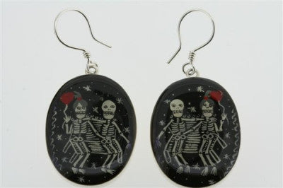 Day of the Dead Resin Earrings - Handmade Sugar Skull Dangle Earrings for Women - Perfect for Halloween, Dia de los Muertos Celebrations & Festival Outfits