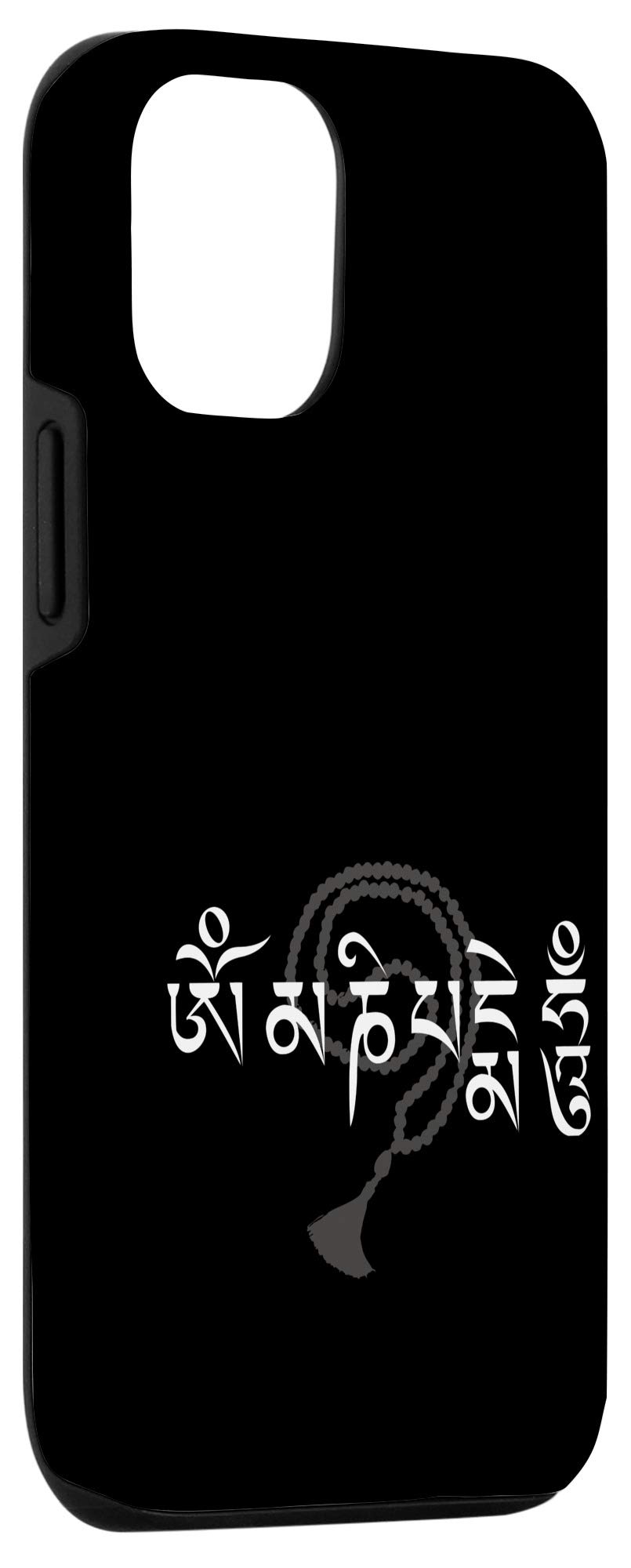 iPhone 12/12 Pro Case with Om Mani Padme Hum Beaded Necklace Design - Spiritual Mantra Protection Cover for Meditation & Daily Use