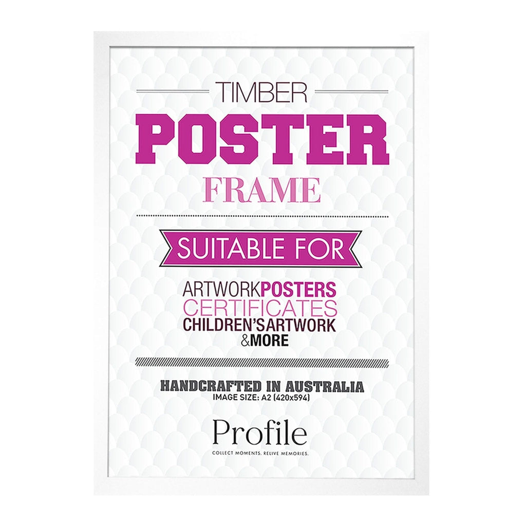 Elegant White Timber A2 Picture Frame - Premium Wood Photo Display for Home & Office Decor - Perfect for Wall Art, Family Photos, and Professional Displays