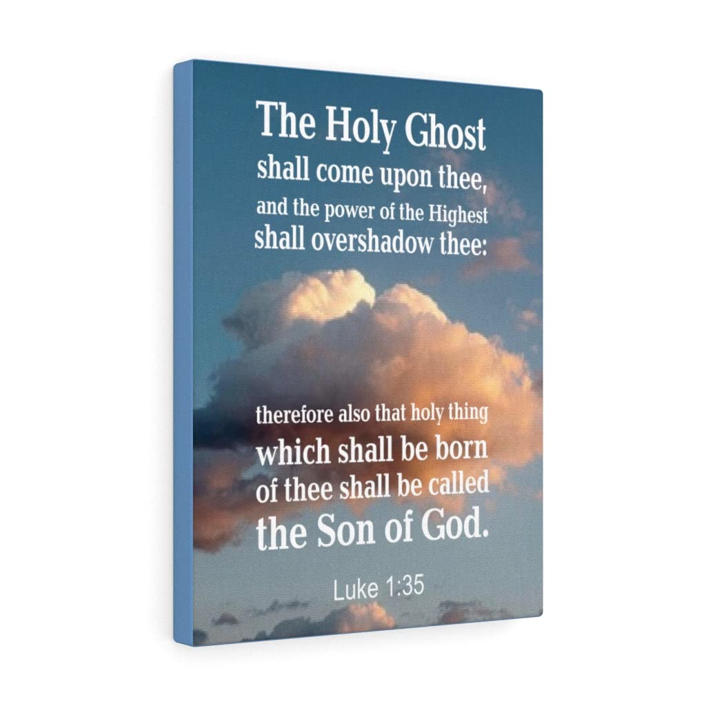 Christian Wall Art with Bible Verse - Luke 1:35 Scripture Print, Ready to Hang Home Decor for Living Room, Bedroom & Church | Inspirational Gift for Baptism, Wedding & Housewarming