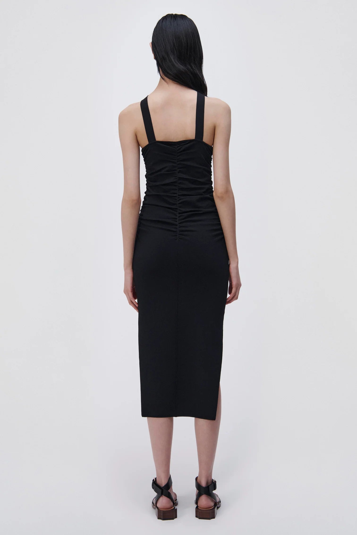Darya Compact Rib Midi Dress for Women - Slim Fit Stretchy Bodycon Dress in Black | Perfect for Office, Date Night & Casual Outings