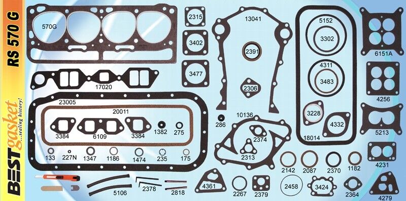 Ford 279 302 332 & Lincoln 317 Y Block V8 Complete Engine Gasket Set - Compatible with 1952-1963 Models - Perfect for Classic Car Restoration & Engine Rebuild Projects