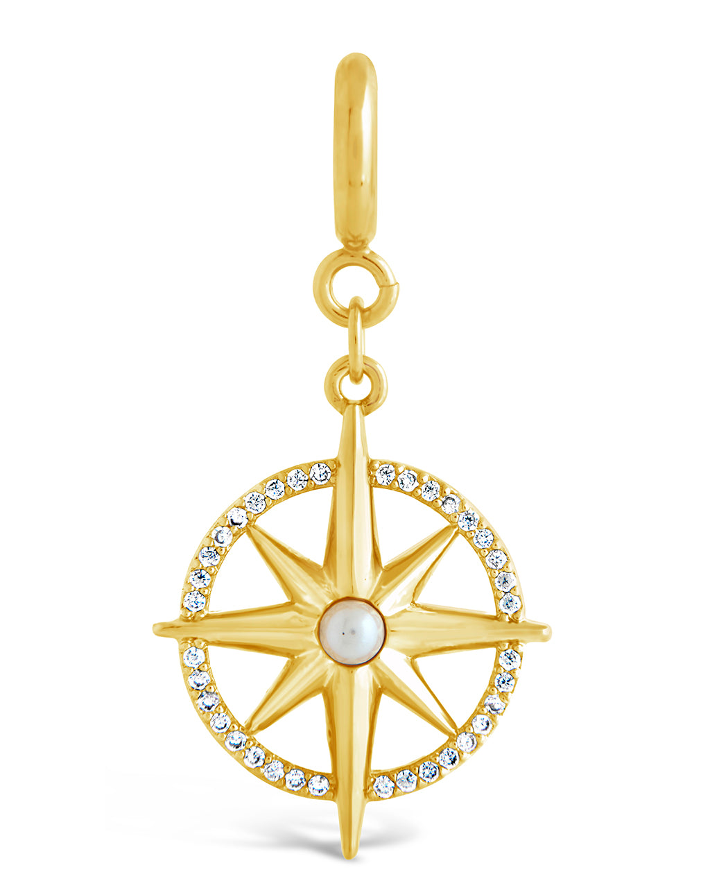 Pearl & Cubic Zirconia Travelers Compass Charm Pendant - Perfect for Necklaces, Bracelets & Travel Jewelry Gifts