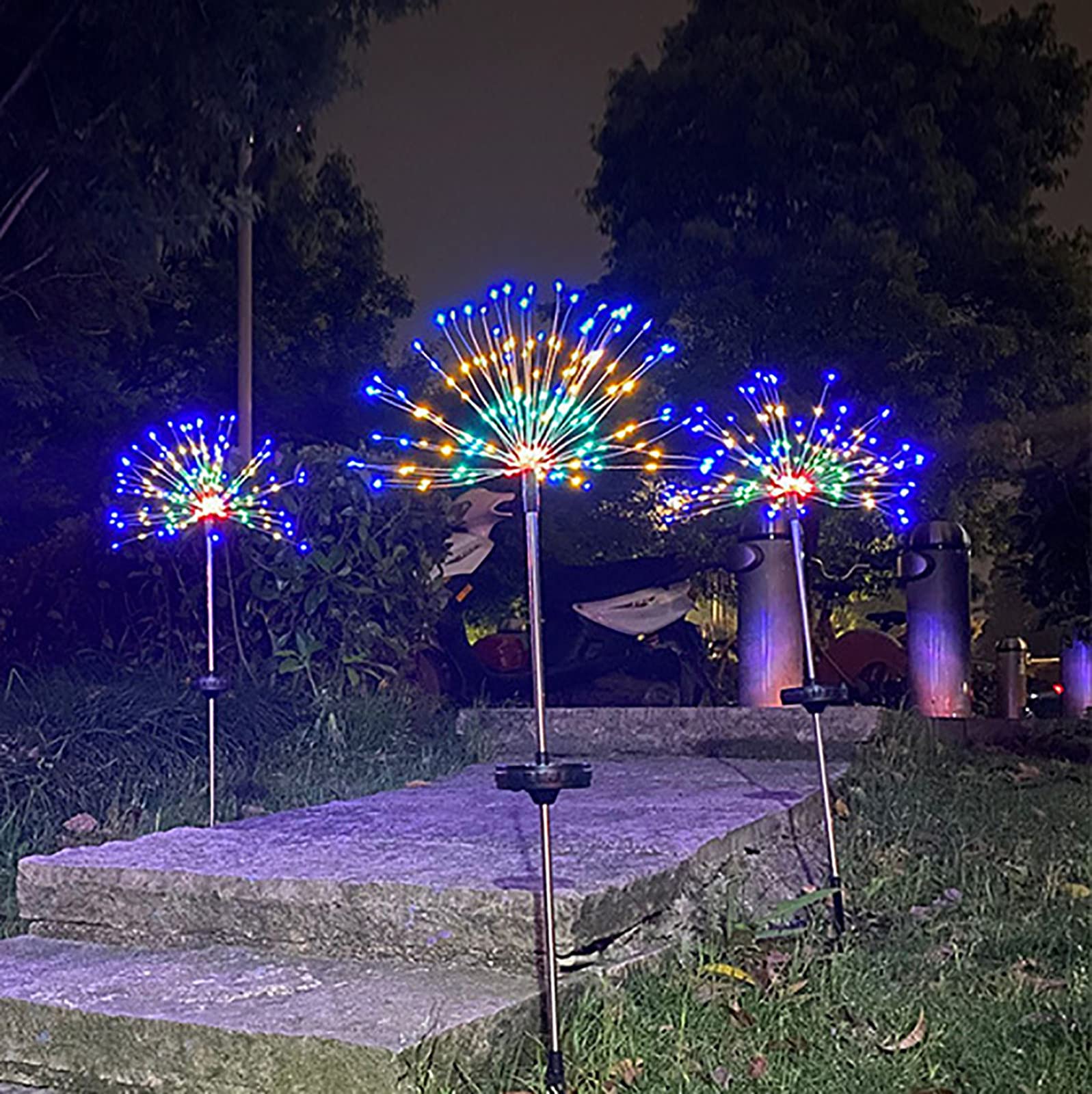 120 LED Solar Powered Garden Lights - Outdoor Waterproof LED Lawn Lamps with Firework Design | Solar Pathway Lighting for Yard, Patio, Walkway, Driveway & Landscape Decoration | Perfect for Evening Garden Parties & Pathway Illumination