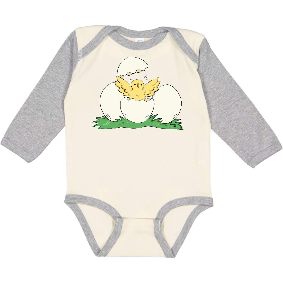 Inktastic Cute Chick Hatching from Egg Baby Long Sleeve Bodysuit - Soft Cotton Onesie for Newborns & Infants - Perfect for Easter, Spring Photos & Baby Showers