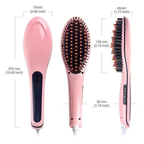 STOCKZONE 3-in-1 Electric Hair Straightening Brush with Ceramic Plates, LCD Screen & Temperature Control - Pink Hair Straightener for Women | Perfect for Home Use, Travel & Salon-Quality Styling