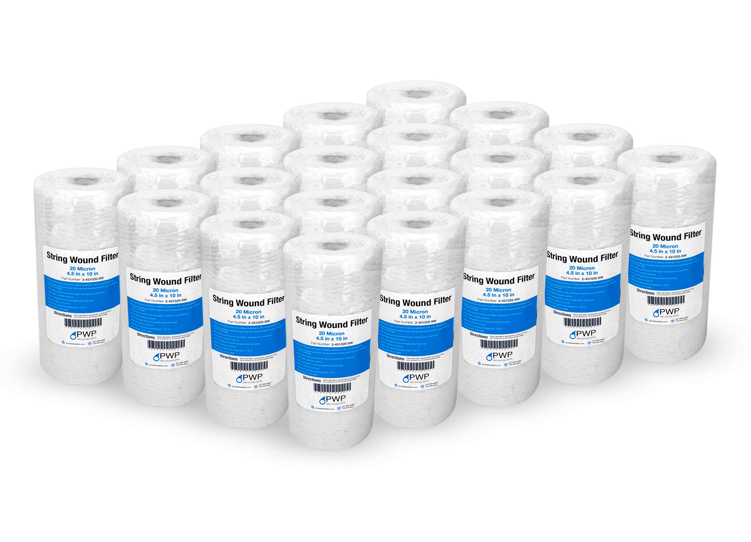 20 Pack String Wound Sediment Water Filter Cartridges 10