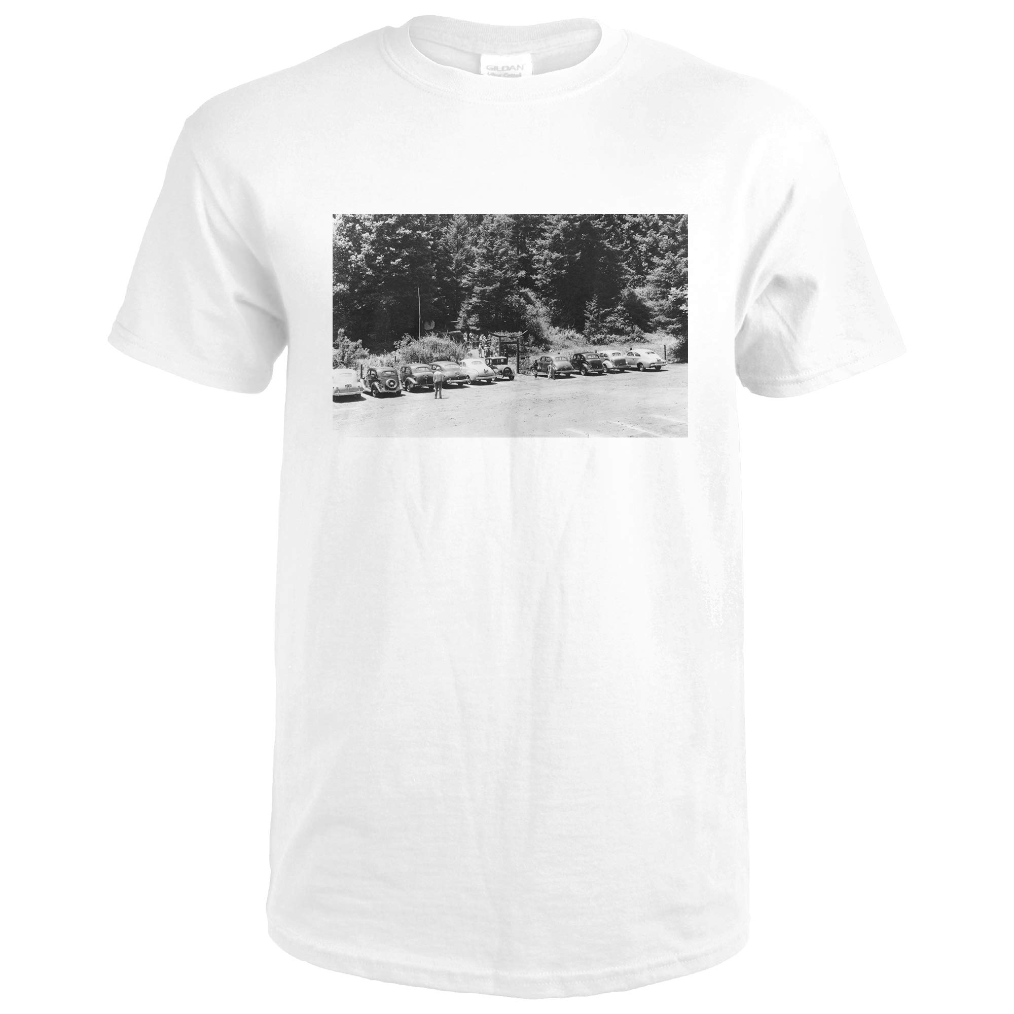 Premium White Santa Cruz Mystery Spot CA Souvenir T-Shirt - Large Size - Perfect for Travel Gifts & California Road Trips