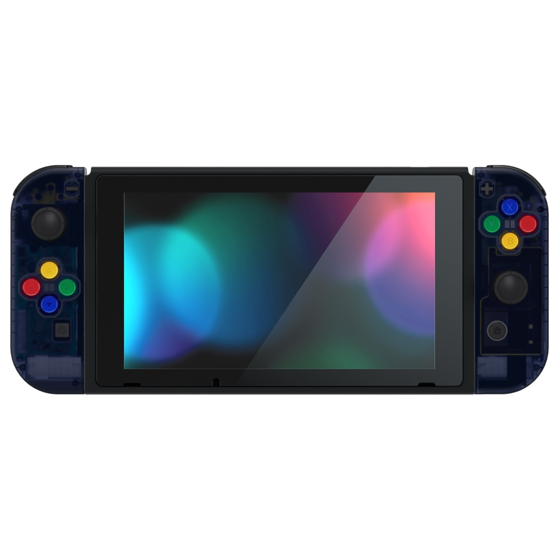 eXtremeRate Clear Deep Ocean Blue Back Plate & Full Button Set for Nintendo Switch Console & Joycon Controllers - DIY Replacement Shell Kit for NS Switch - Perfect for Gaming, Customization & Repair